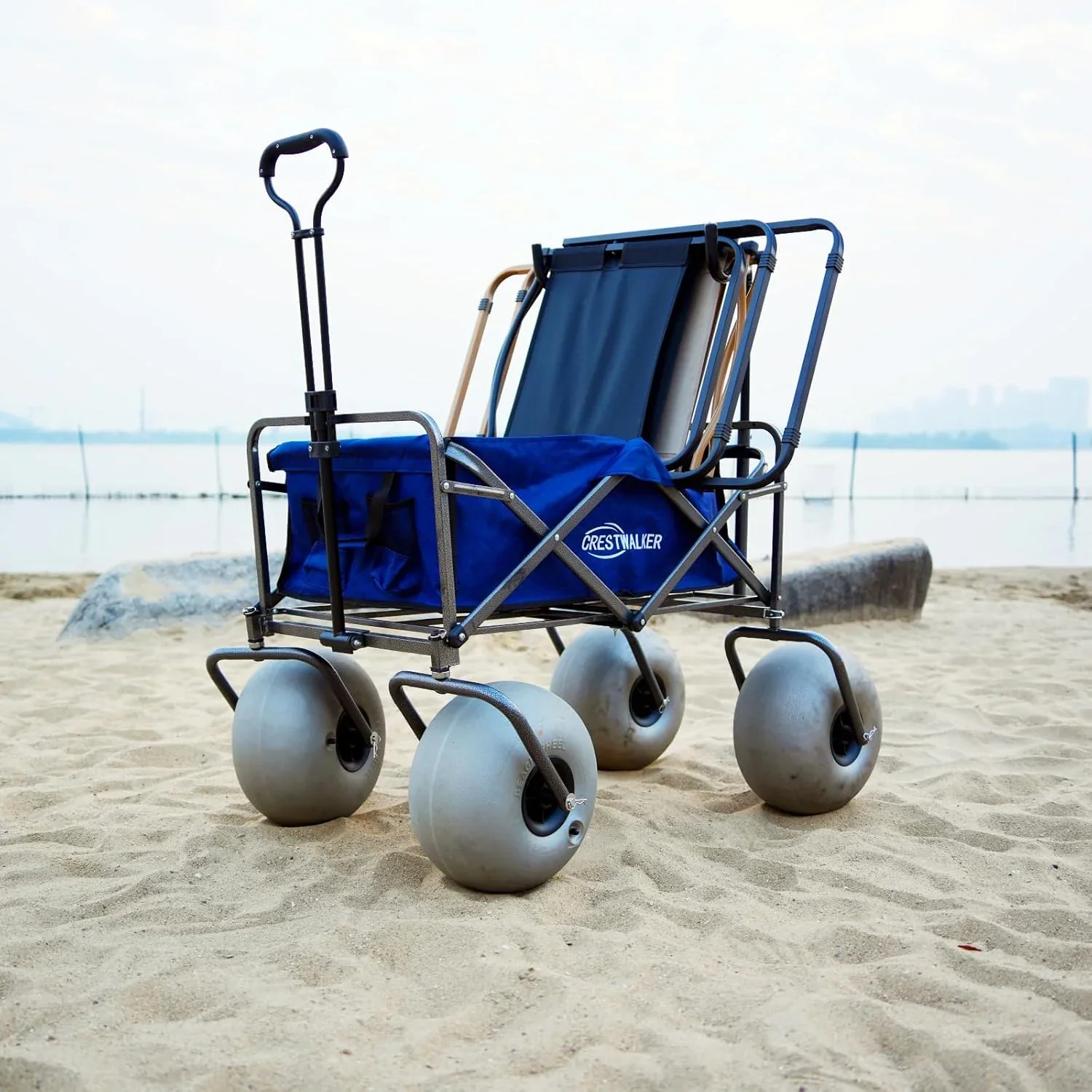 CRESTWALKER Beach Cart With 13in Balloon Wheels, Chair Racks And Pump - Beach Wagon - Image 4 CRESTWALKER Beach Cart With 13in Balloon Wheels, Chair Racks And Pump - Beach Wagon - Image 4