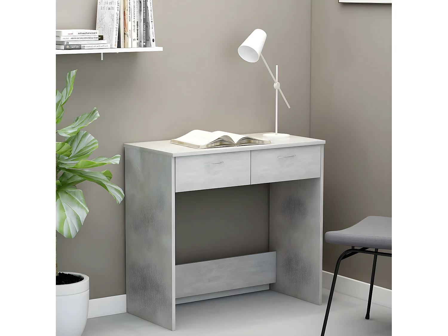 Bureau Gris béton 80x40x75 cm Aggloméré