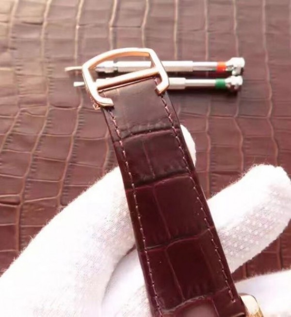 Replica Cartier Tank MC RG Brown Dial RG Mark Brown Leather Strap - Top club