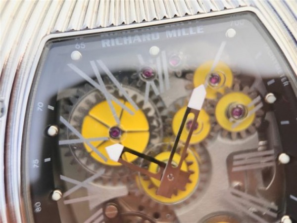 Replica Richard Mille RM018 Hommage a Boucheron SS Yellow Skeleton Dial Black Rubber Strap 6T51 - Top club