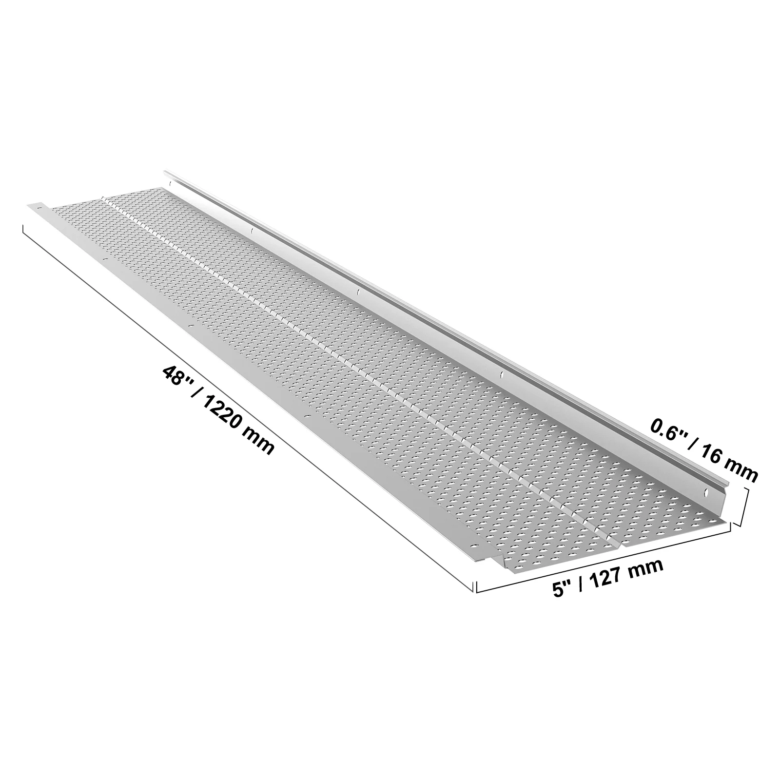 VEVOR Gutter Guard, 5 inch Width, Aluminum Leaf Filter DIY Gutter Cover, 52 PCS 208 ft Total Length, 0.157'' Hole Diameter & 0.02'' Thick Raptor Gutter Guards Fits Any Roof or Gutter Type - Image 8