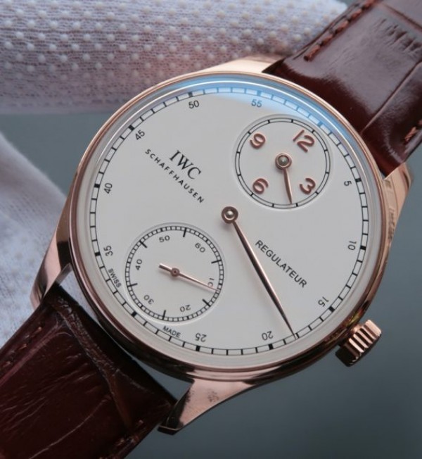 Replica IWC YLF Portuguese Regulateur RG White Dial Gold Markers A6498 - Elite Watch Atelier