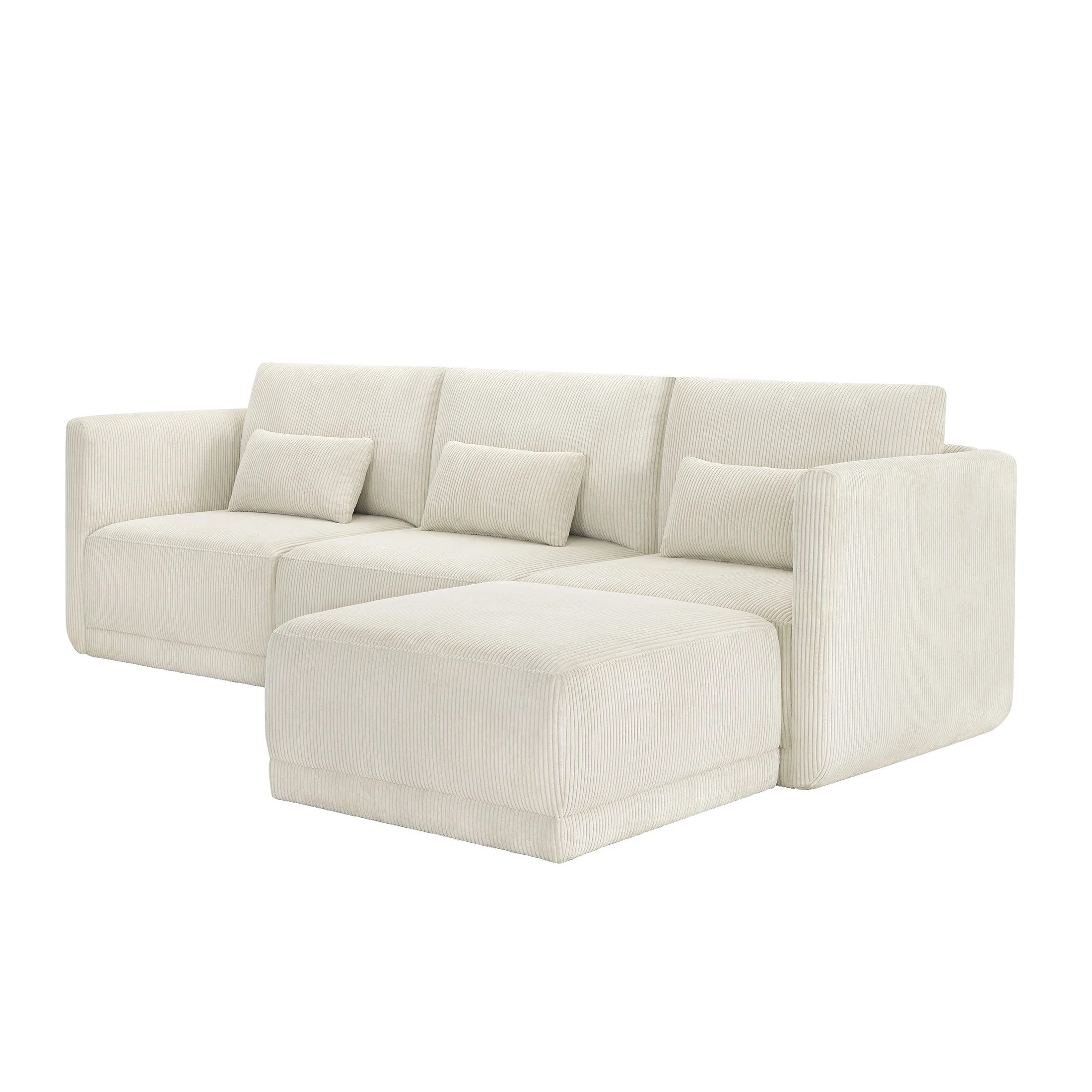 Beautiful Drew Modular Sectional Sofa with Ottoman by Drew Barrymore, Gray Fabric - Image 52