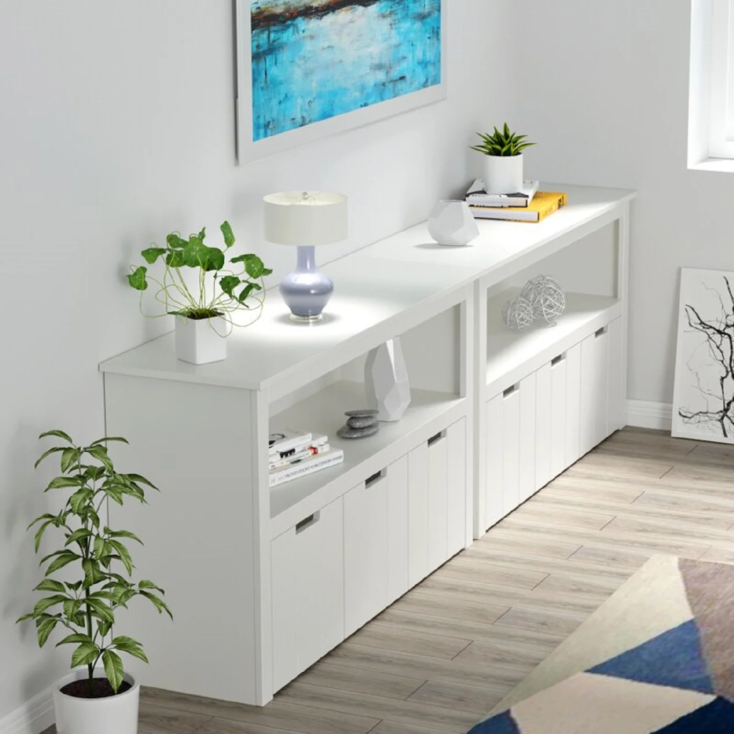 Homfa Kids Toy Storage, Cubes Storage Bins with 3 Drawers, White Toy Box with Shelves and Wheels - Image 9