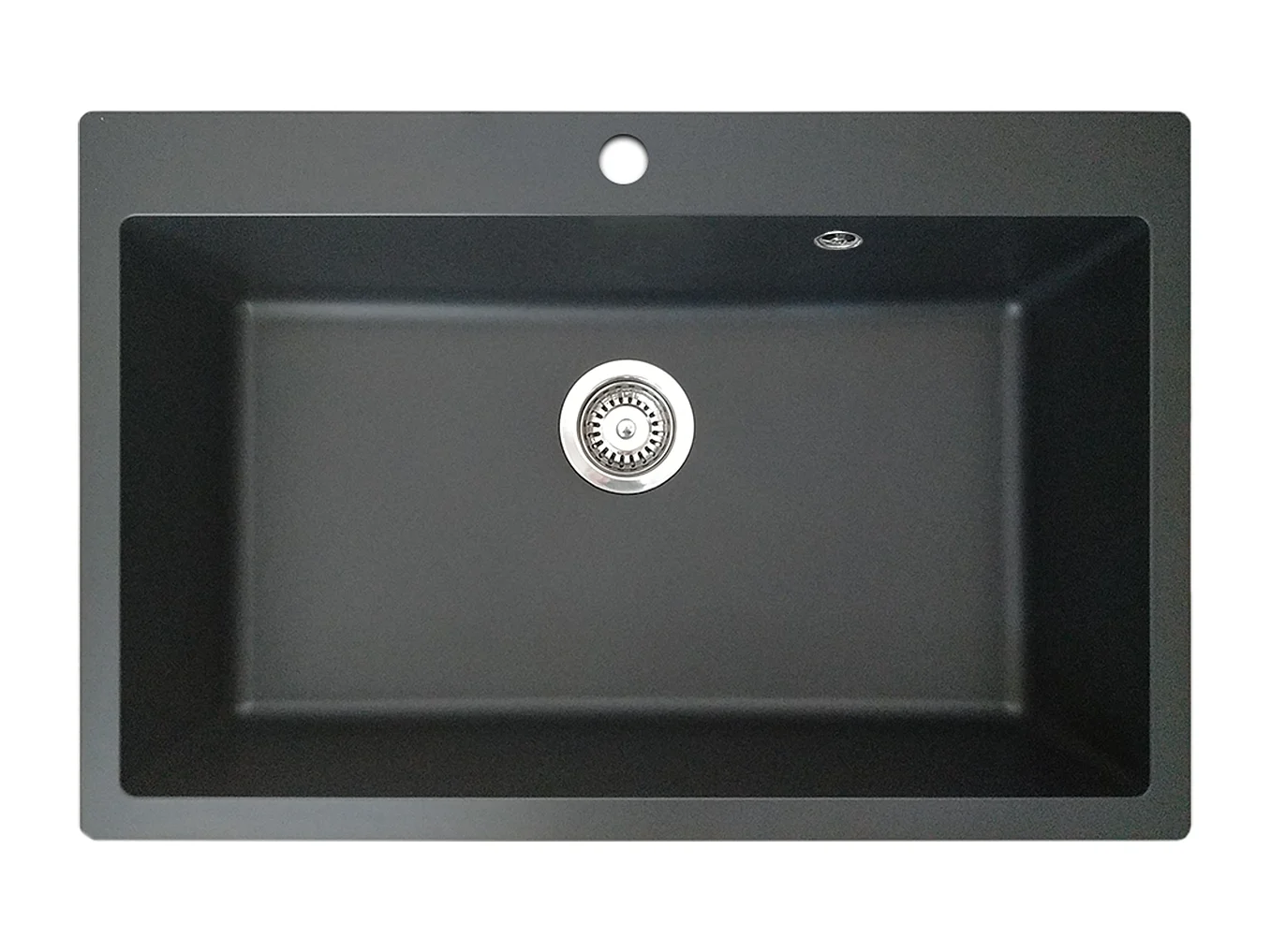Sierra évier 1 grande cuve seule 76x50 en résine noir - Essebagno