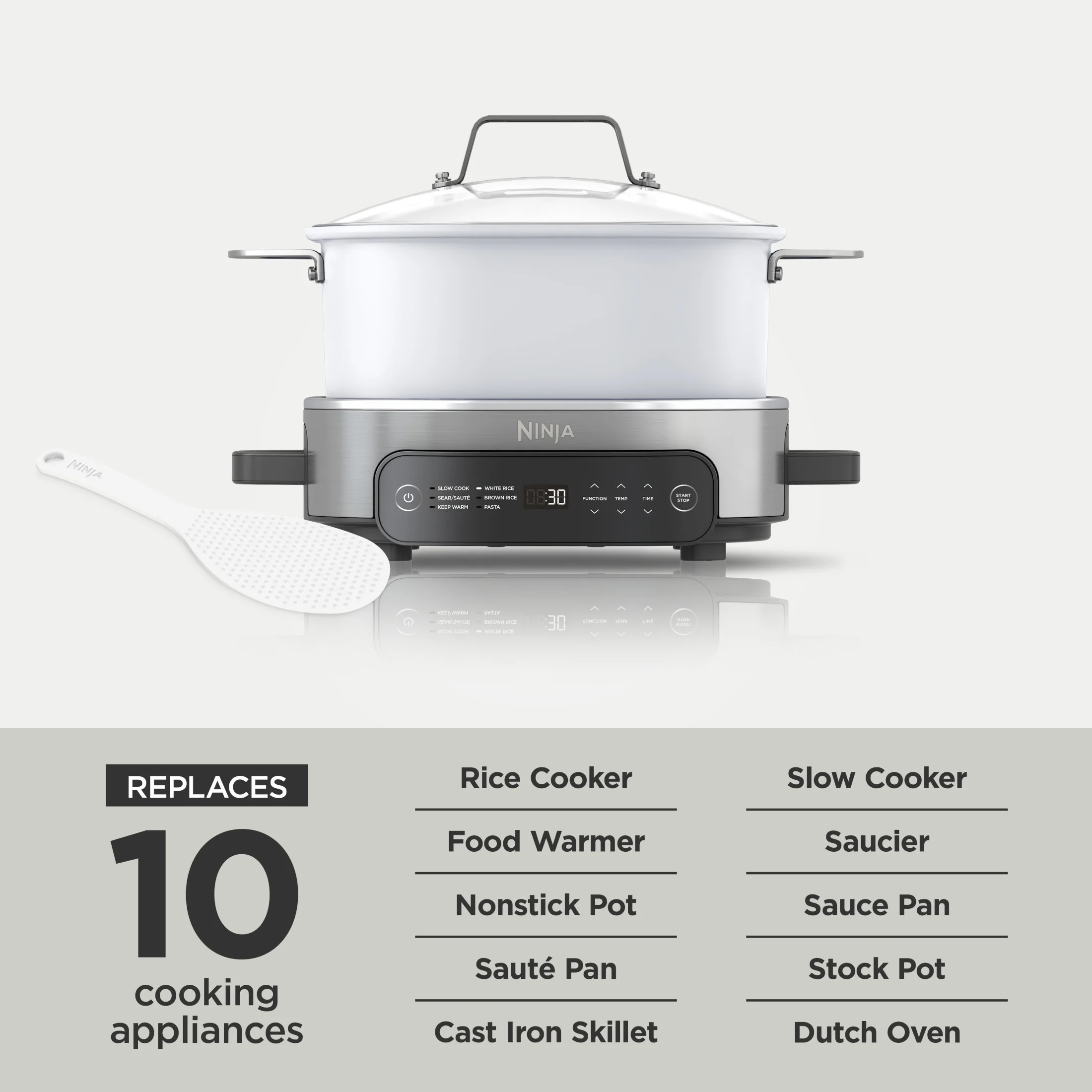 Ninja Foodi 6.5 qt Everyday PossibleCooker, Stainless Steel/White, Multi Cooker, Slow Cooker, MC1100 - Image 10