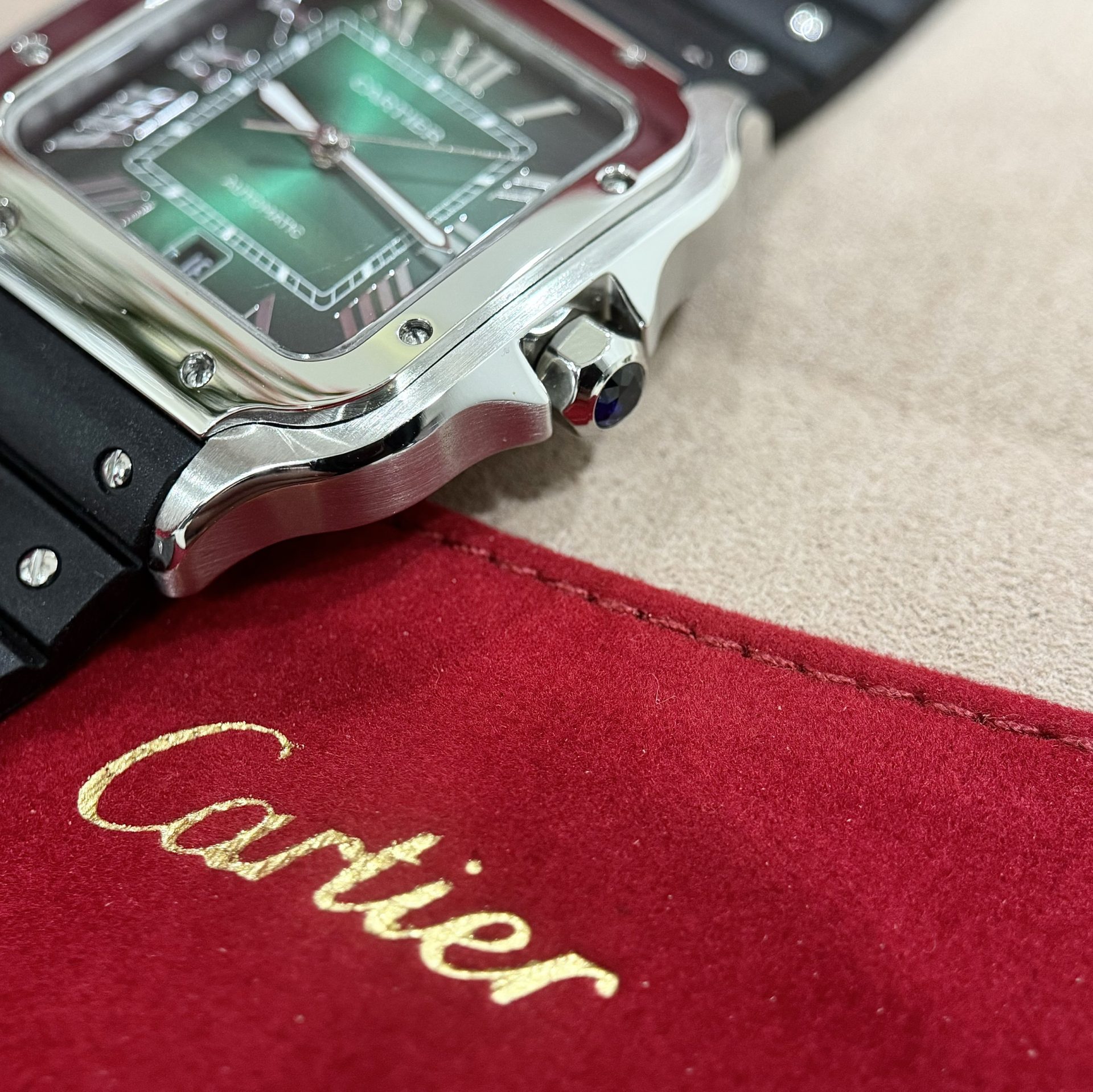 Cartier Replica Watches Santos WSSA0061 Green Dial Rubber Strap BV Factory 39.8mm - Top club