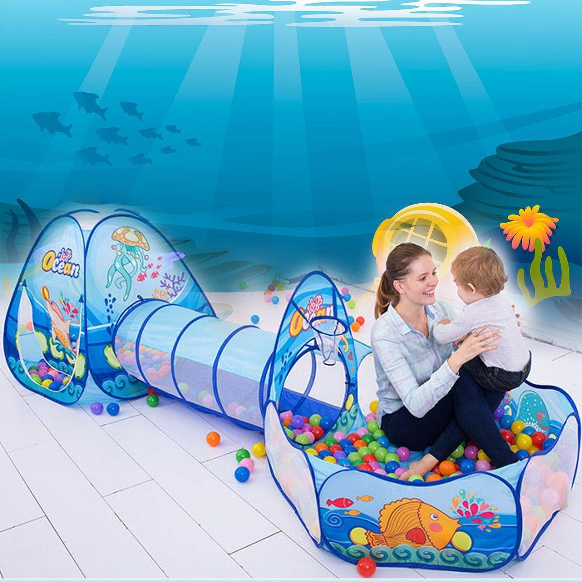 MiniSpeeltuin | 3-in-1 Speeltent, Ballenpoel en Tunnel