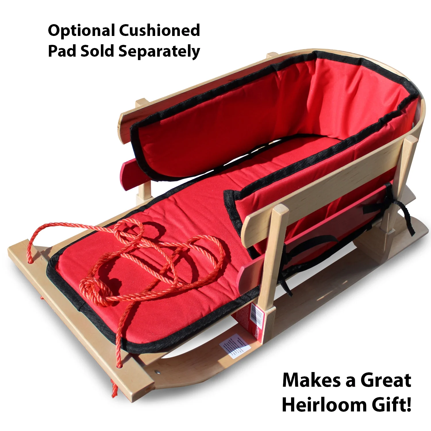 Flexible Flyer Baby Pull Sled. Wood Toddler To-Boggan. Wooden Sleigh for Kids - Image 4