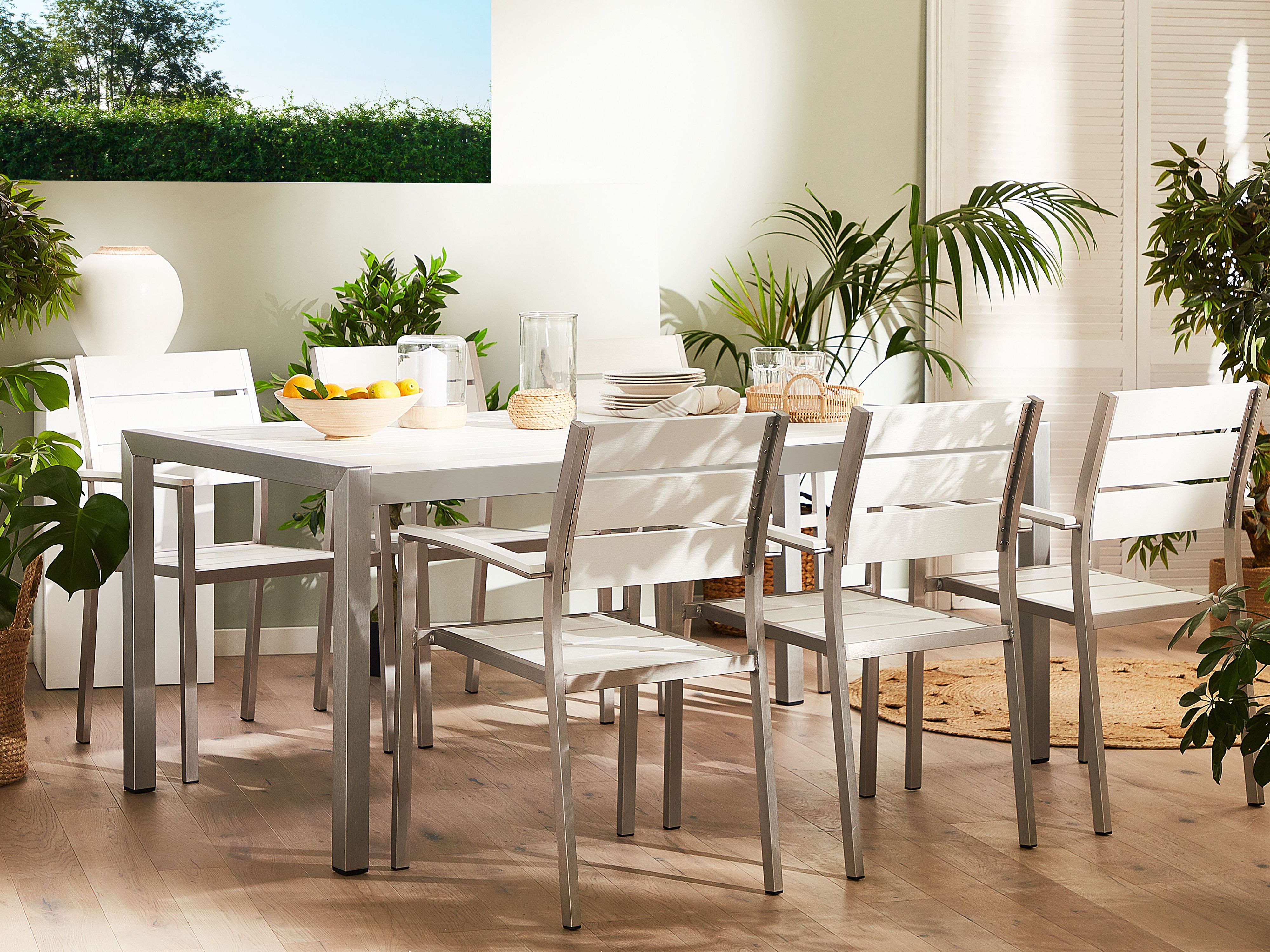 Garden Dining Table VERNIO 180 cm 90 cm Metal White