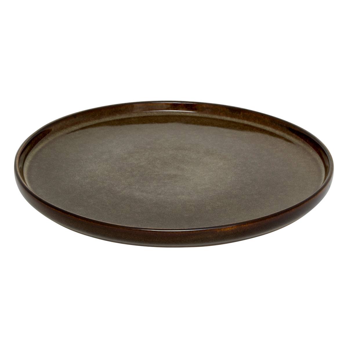 Flat plate "Unknown Land" Earthenware, D.26.7 cm, Brown