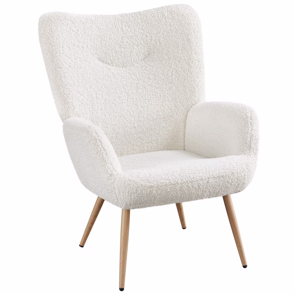 Alden Design Mid-Century Modern Faux Leather Wingback Accent Chair, Brown - Image 5