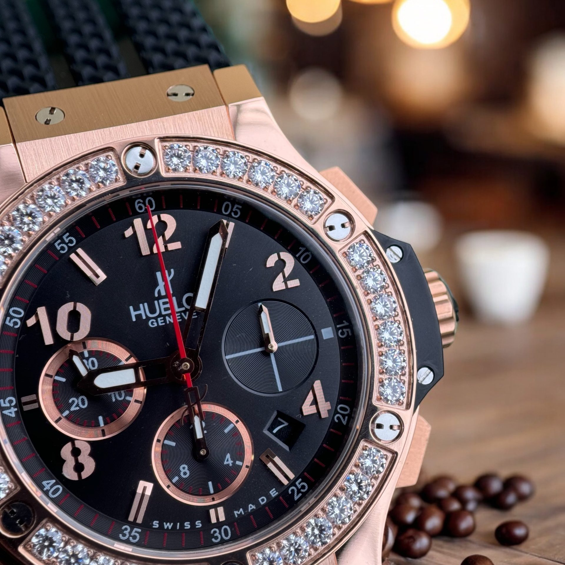 Hublot Replica 1:1 Watch Big Bang Chronograph King Gold Black Rubber Strap 44mm - Top club
