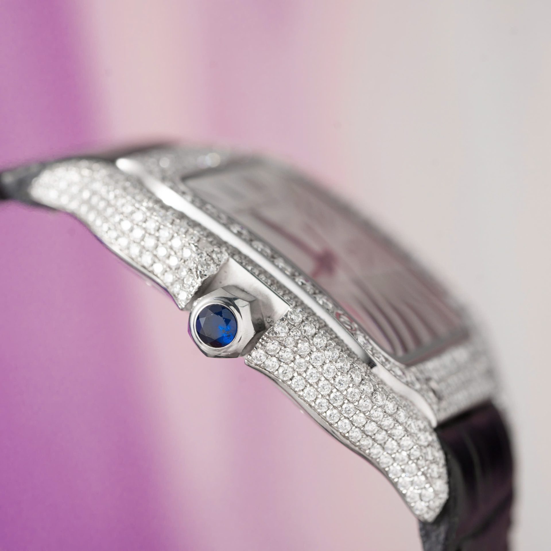 Cartier Santos With Moissanite Diamond Hong Kong Rep 11 Watch Leather Strap 39.8mm - Top club