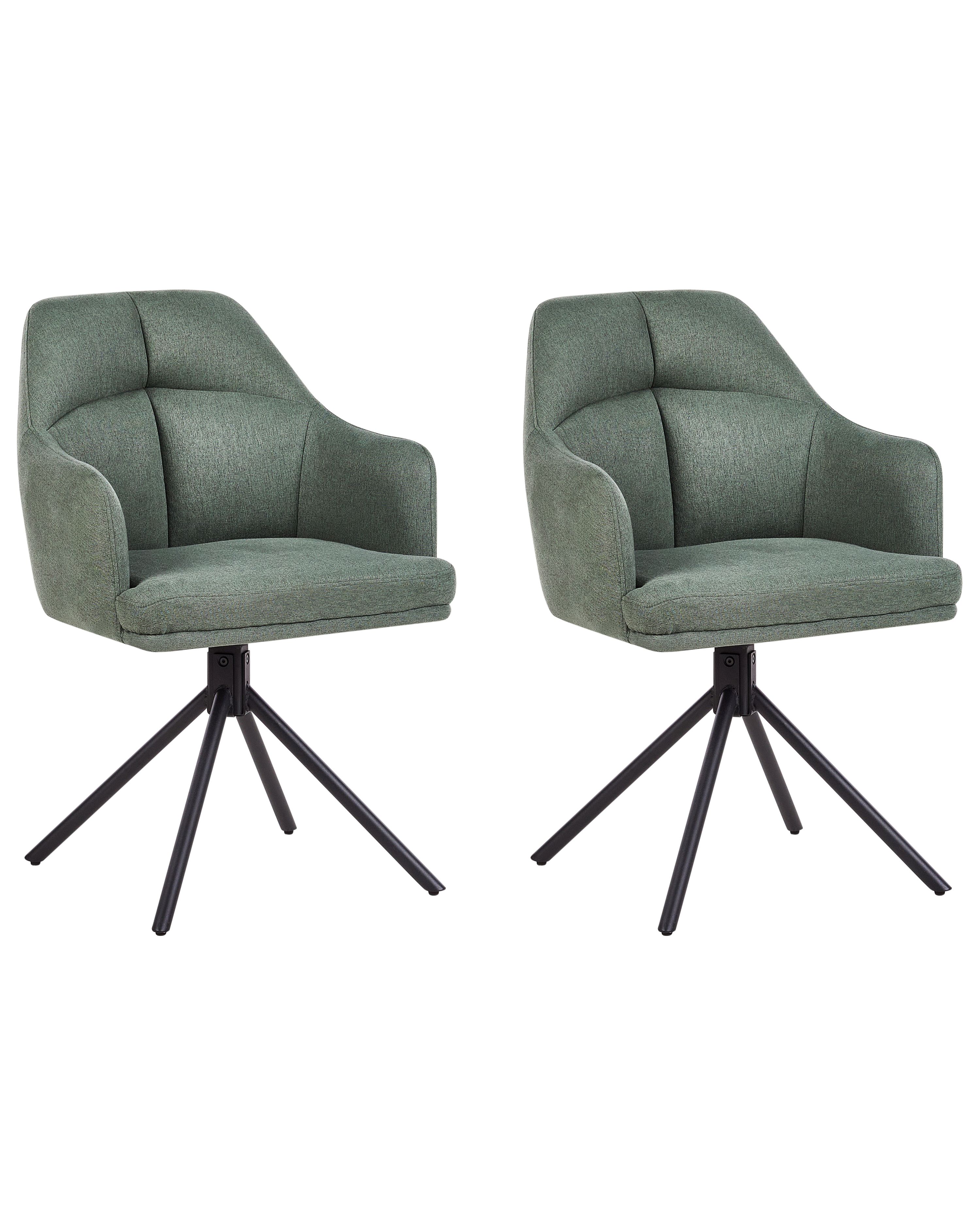 Set of 2 Dining Chairs Swivel MIRA Fabric Green