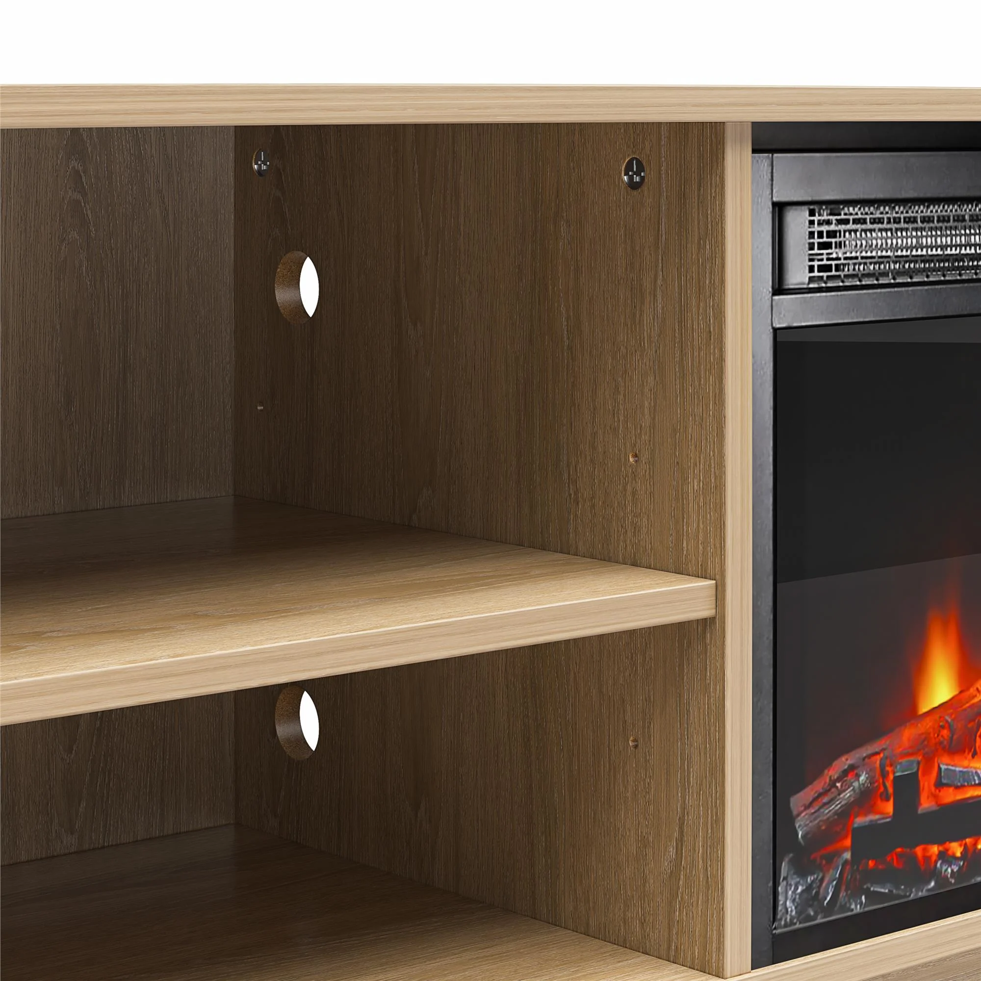 Mainstays Fireplace TV Stand, for TVs up to 55", Black Oak - Image 29