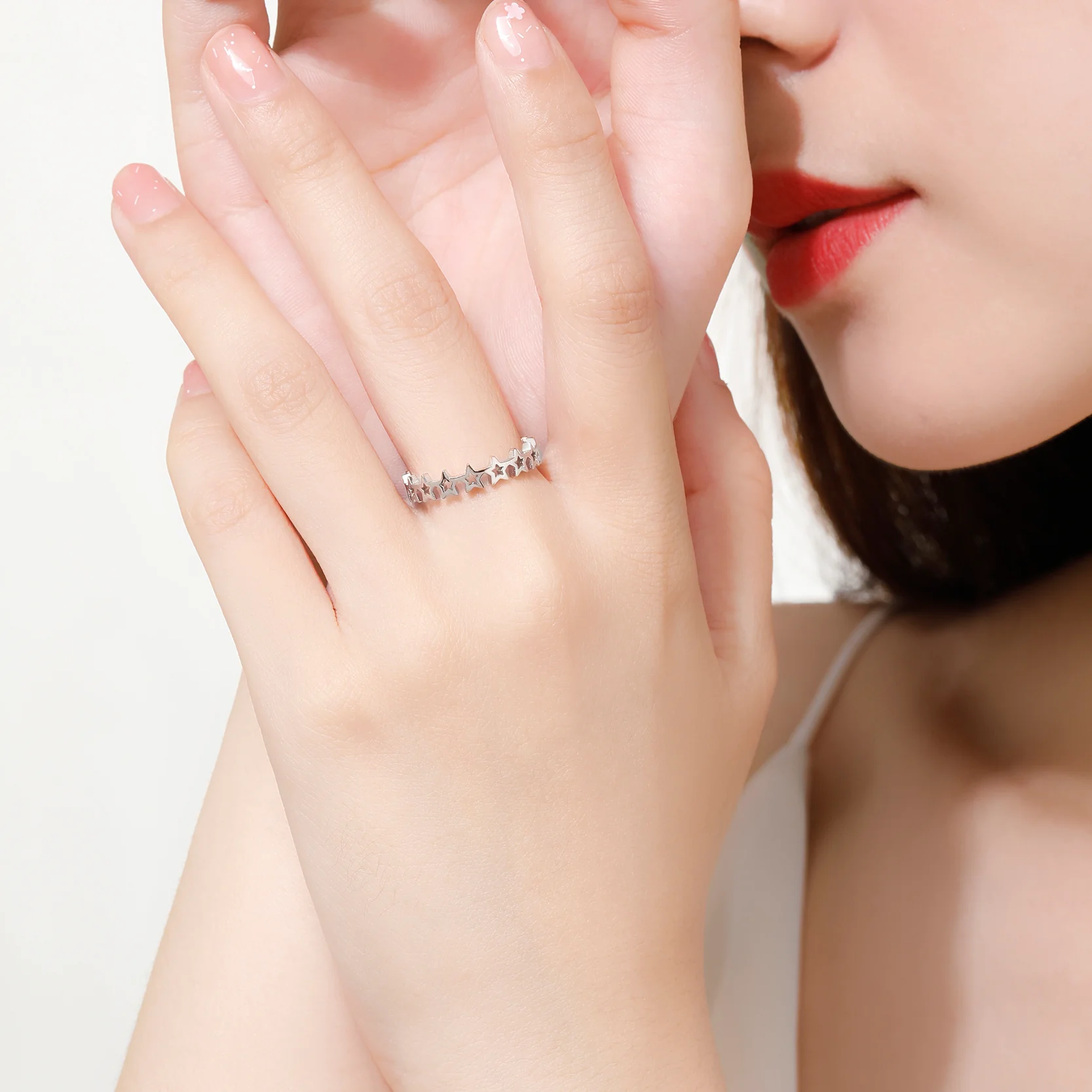 Engagement Ring Anniversary Promise Wedding Band, Hollow Bridal Ring, Silver Ring Gifts for Women Girls