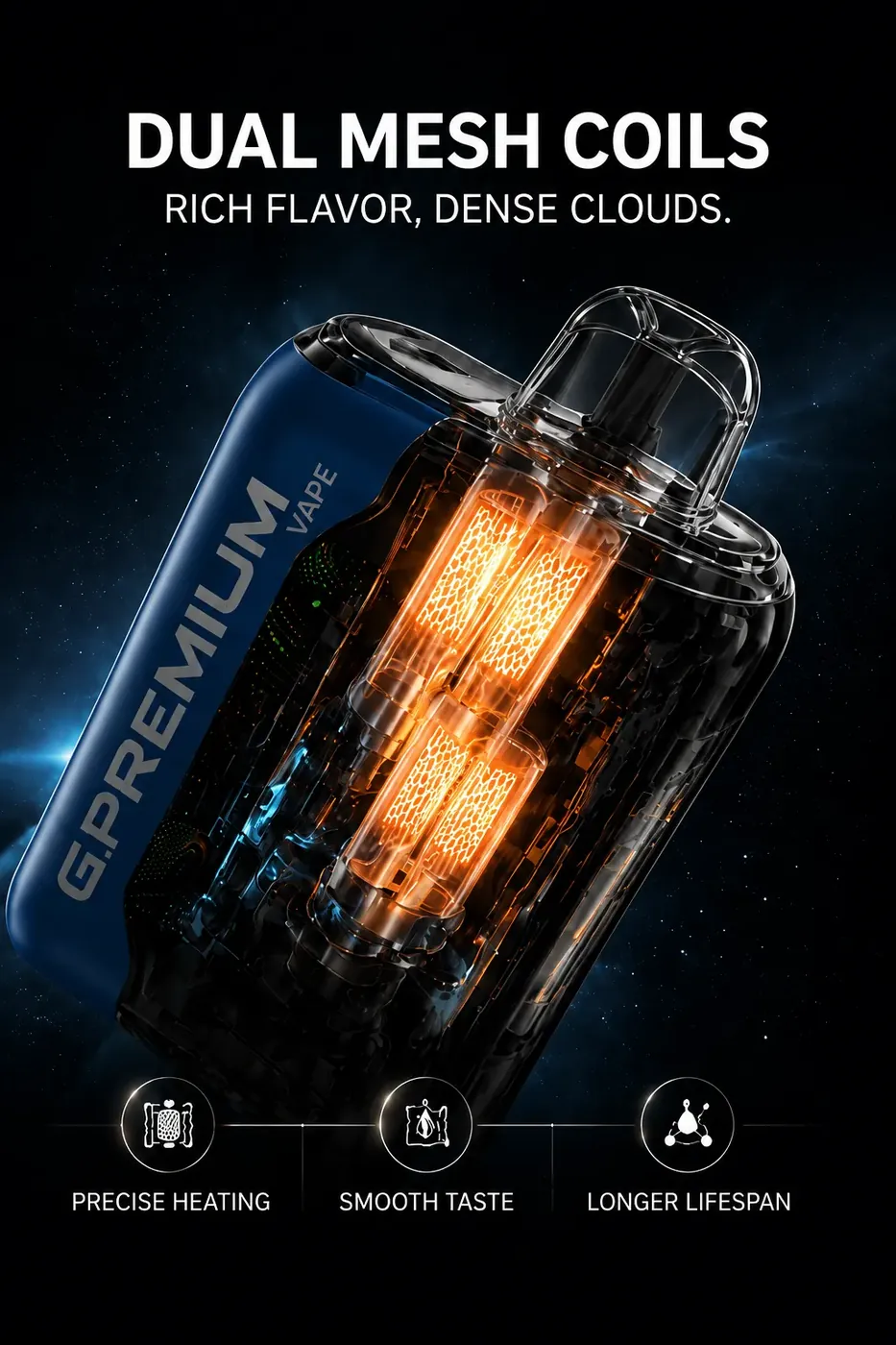 GEEK BAR PREMIUM 60 000 puffów – podwójna grzałka mesh (Dual Mesh Coils)