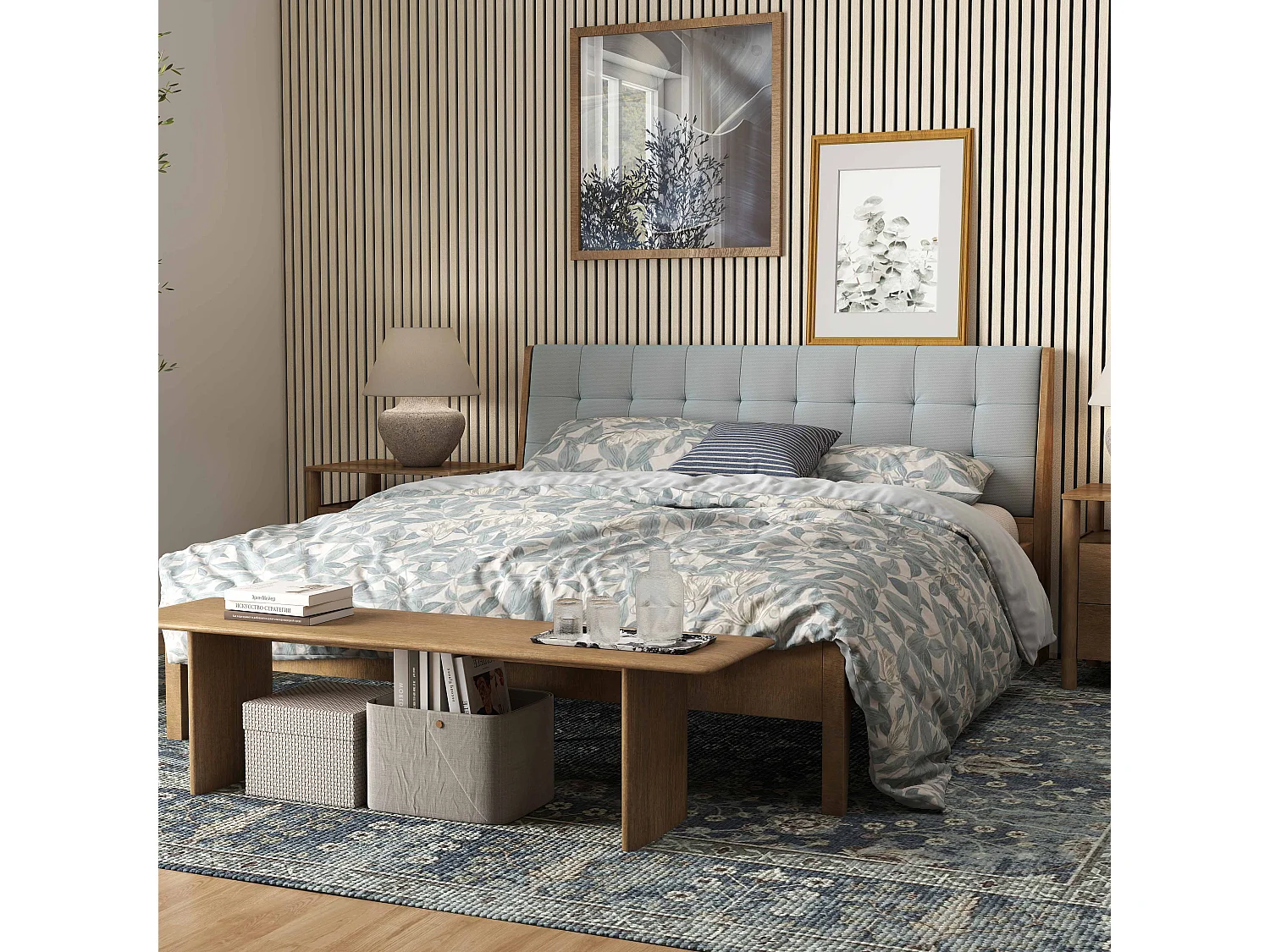 Lot de 2 Panneaux Muraux Décoratifs Acoustiques Bois MDF 240x60cm Chêne blanc  AntiBruit, Facile à Poser