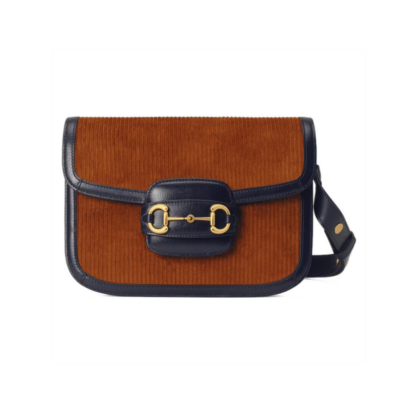 Replica Gucci Horsebit 1955 Small Bag 602204 Brown Corduroy1:1High-quality replica