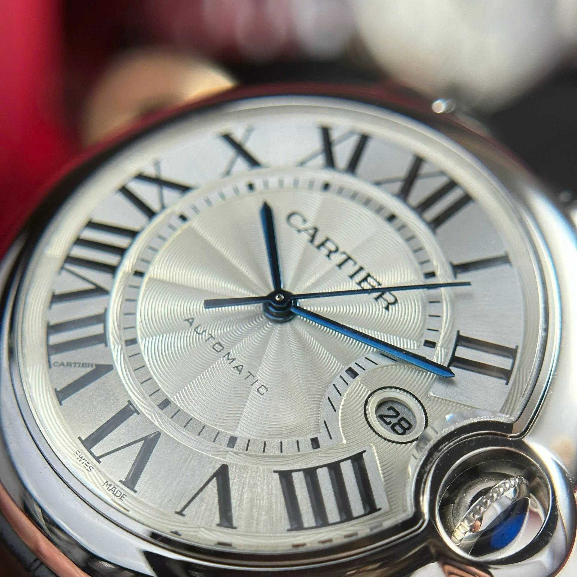 Cartier Ballon Bleu Replica Watch Dial White Leather Strap AF Factory 42mm - Top club