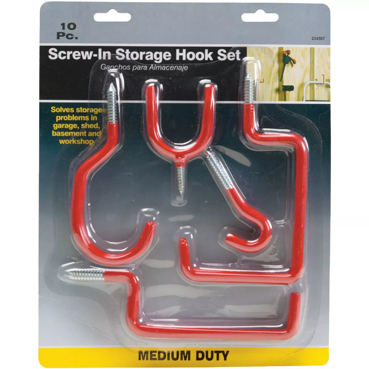 Screw-In Vinyl Coated Storage Hook Set