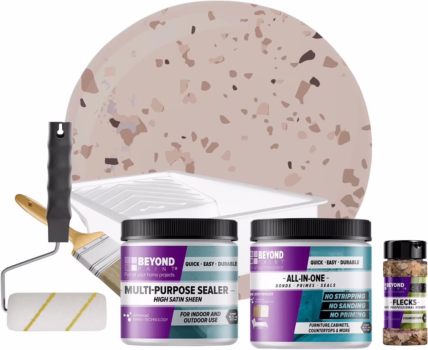 Beyond Paint Countertop Makeover Kit with Paint, Sealer, Flecks and Tools for Countertops, Bright White - Image 11
