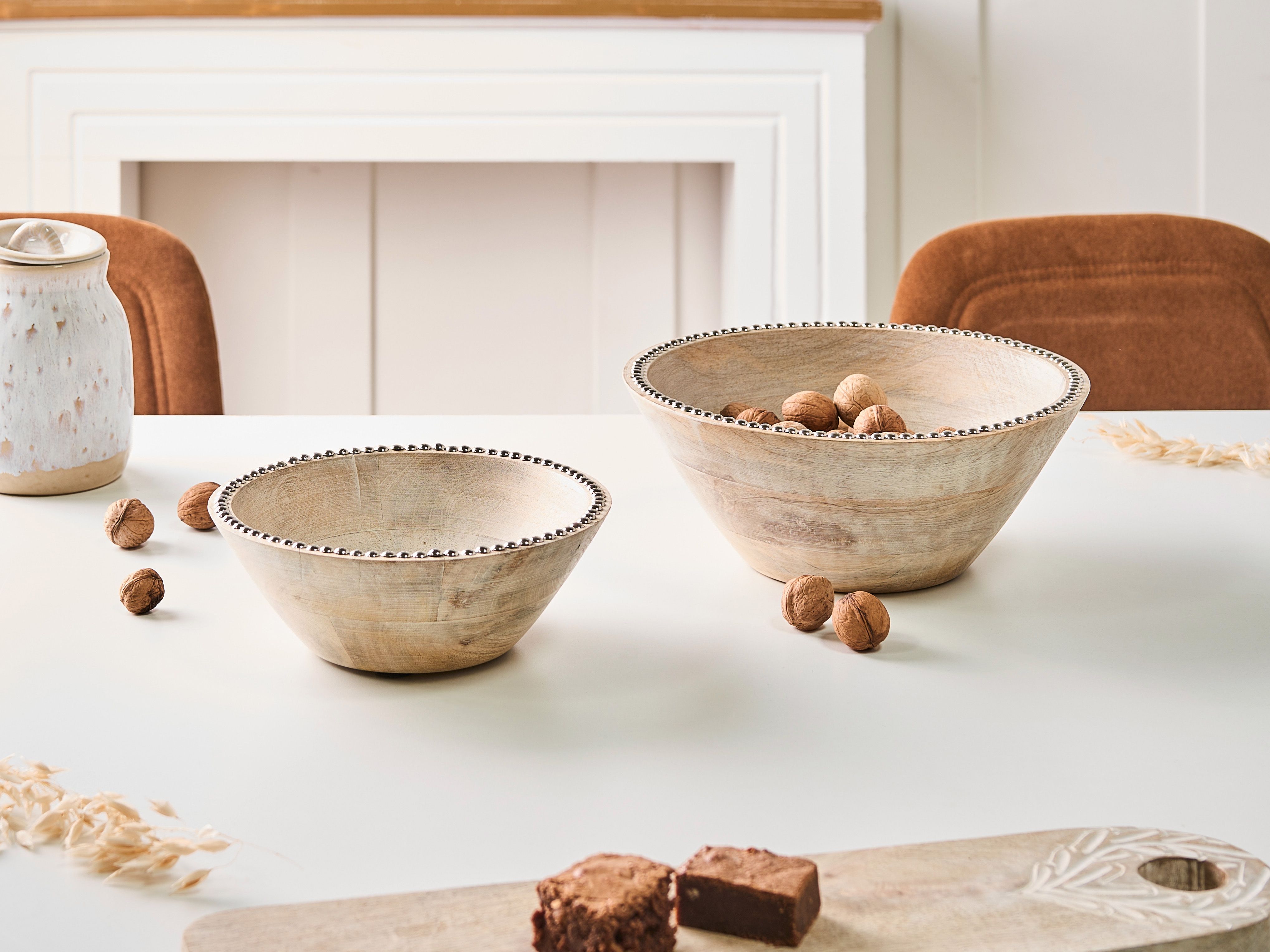 Set of 2 Bowls LUXOR Mango Wood Light Brown