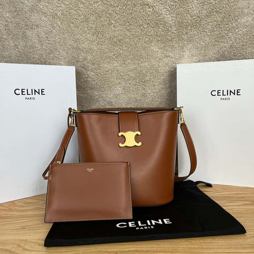 CELINE LOUISE medium size smooth cow leather handbag brown