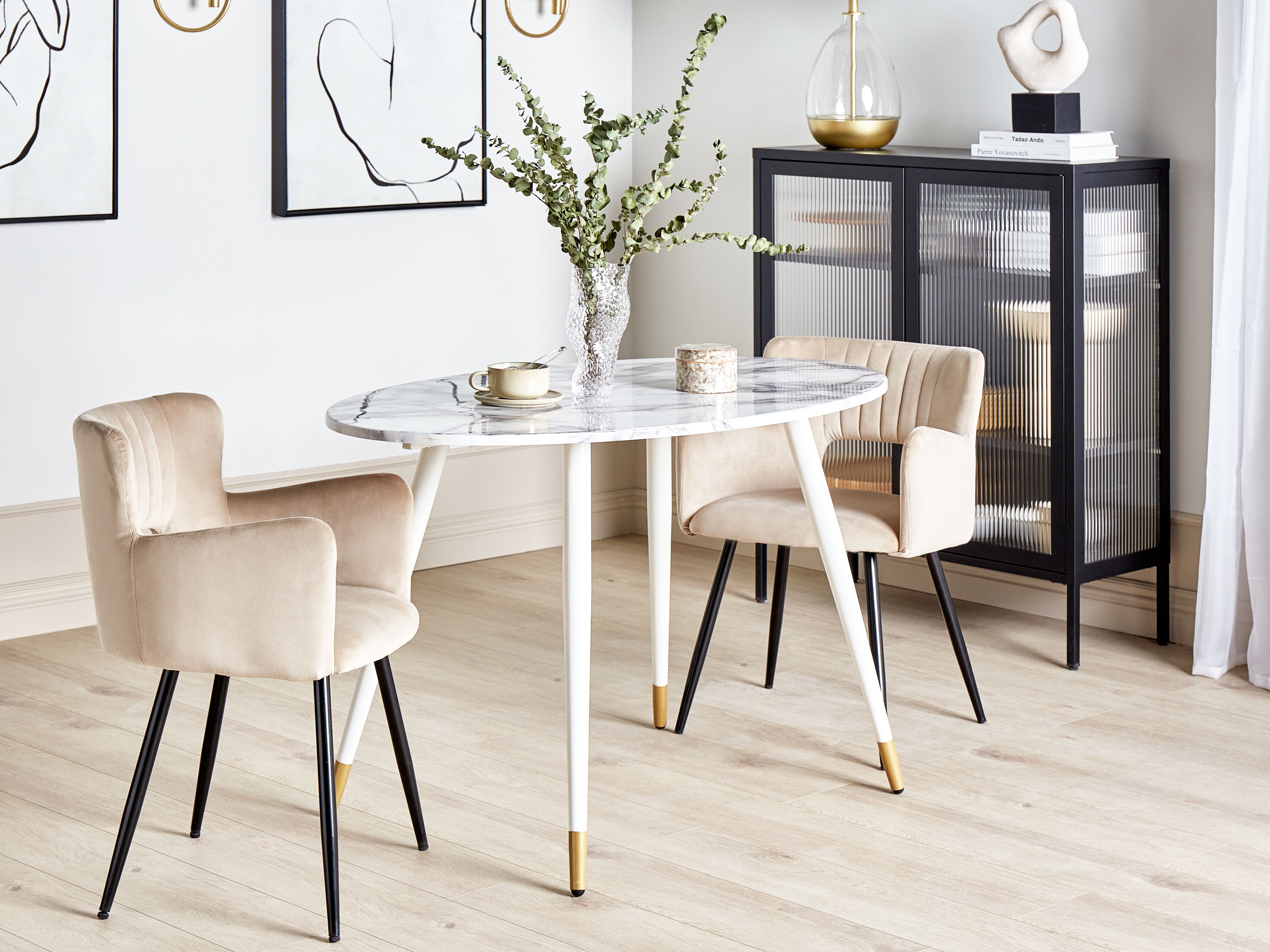 Dining Table GUTIERE White Marble 120 cm 70 cm