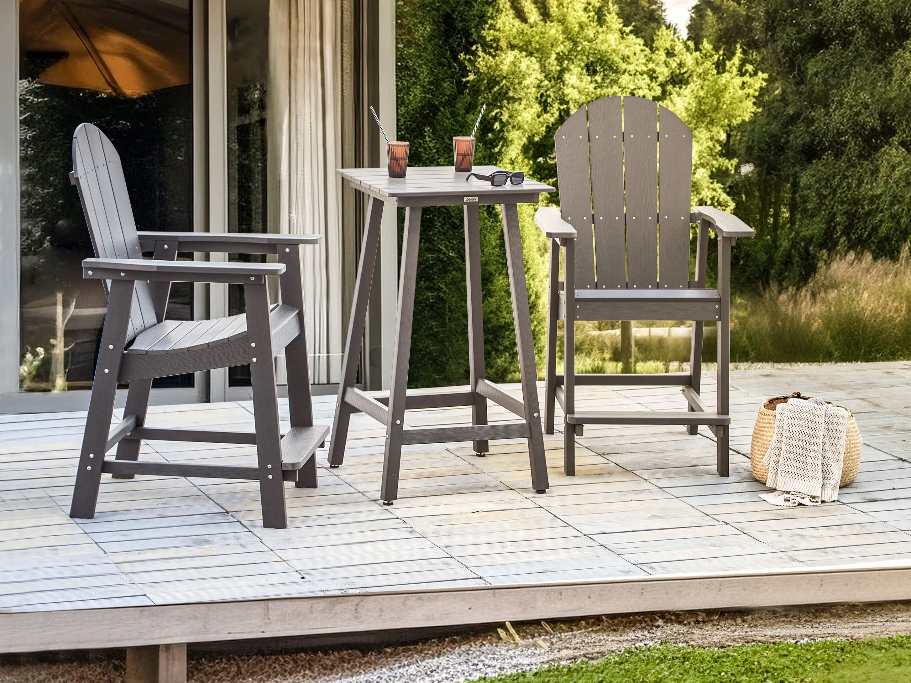 Bistro Set ADIRONDACK Dark Grey