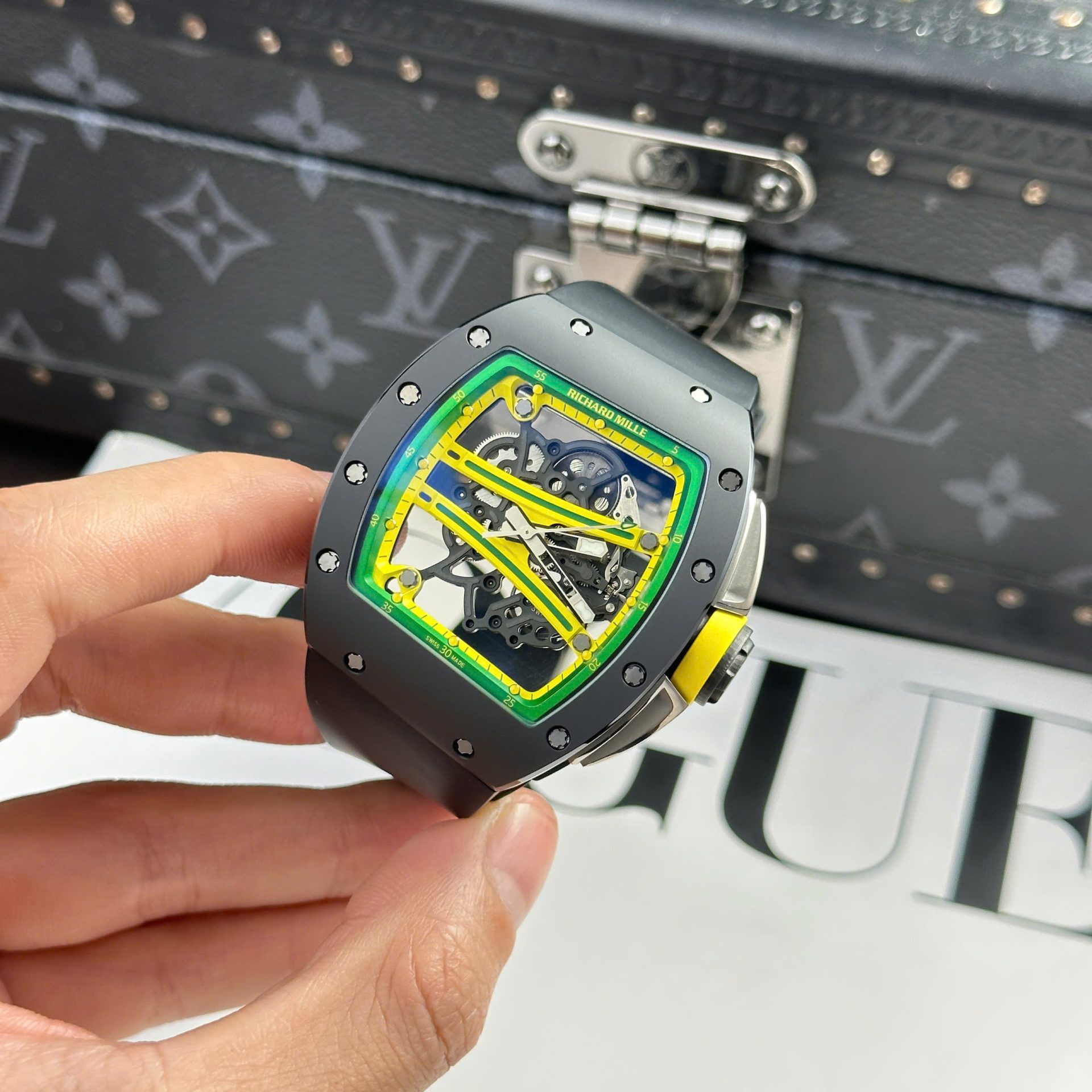 Richard Mille Copies Watch RM61-01 Manual Winding Yohan Blake Ceramic Black ZF 42.7×50.23mm - Elite Watch Atelier