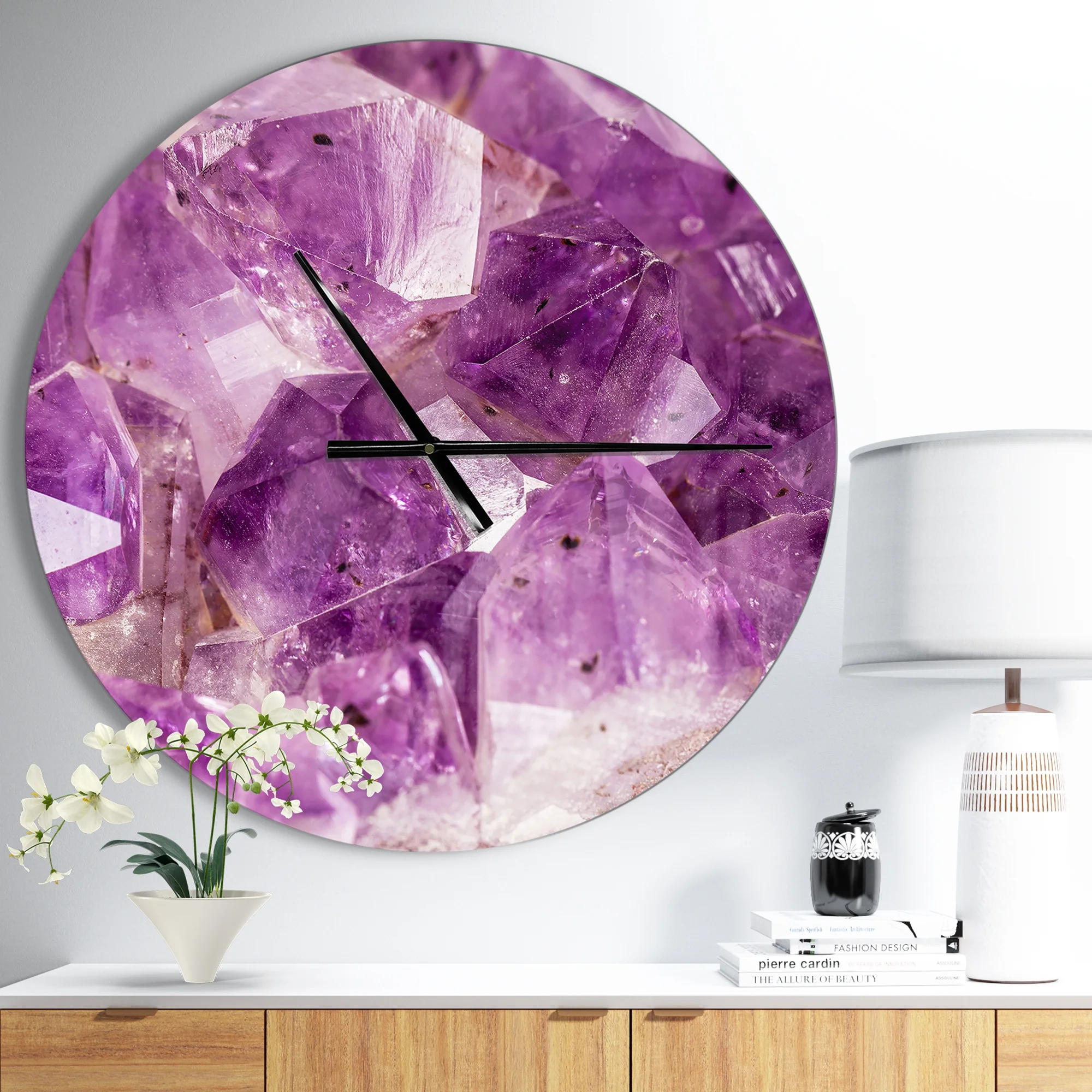 Designart 'Purple Amethyst Macro ' Modern wall clock