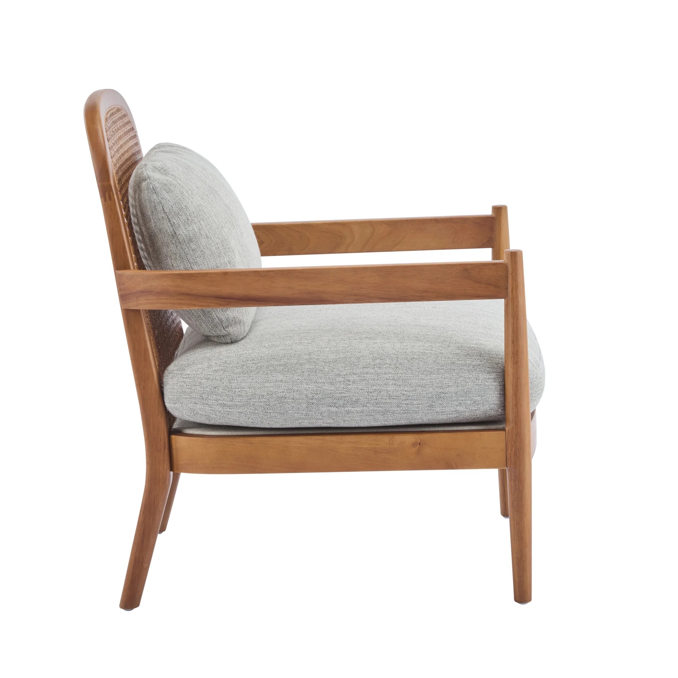 Christopher Knight Home Mid-Century Modern Accent Chairs, Wood Frame with Rattan Backrest, Grayish Green, Set of 2 - Image 10