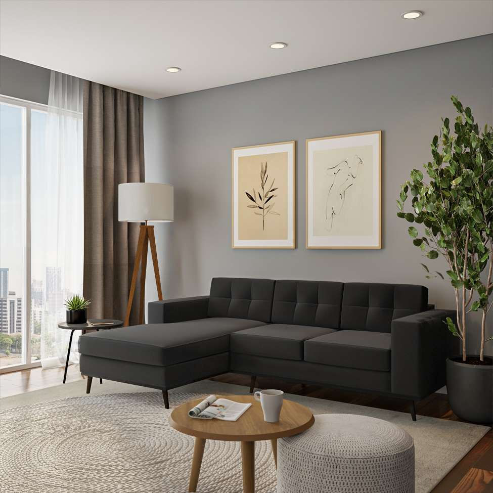 Sofá 3 Lugares Esquerdo Istambul com Chaise Esquerdo Pé Palito Linho Cotton Grafite Escuro em Promoção | Ofertas na Americanas