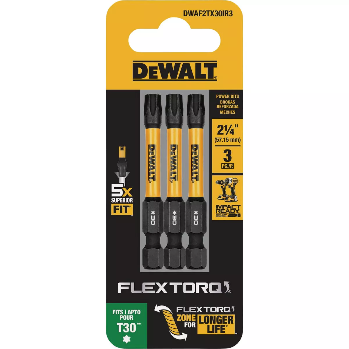 DEWALT FlexTorq 2 In. T30 TORX Impact Screwdriver Bit (3-Pack)