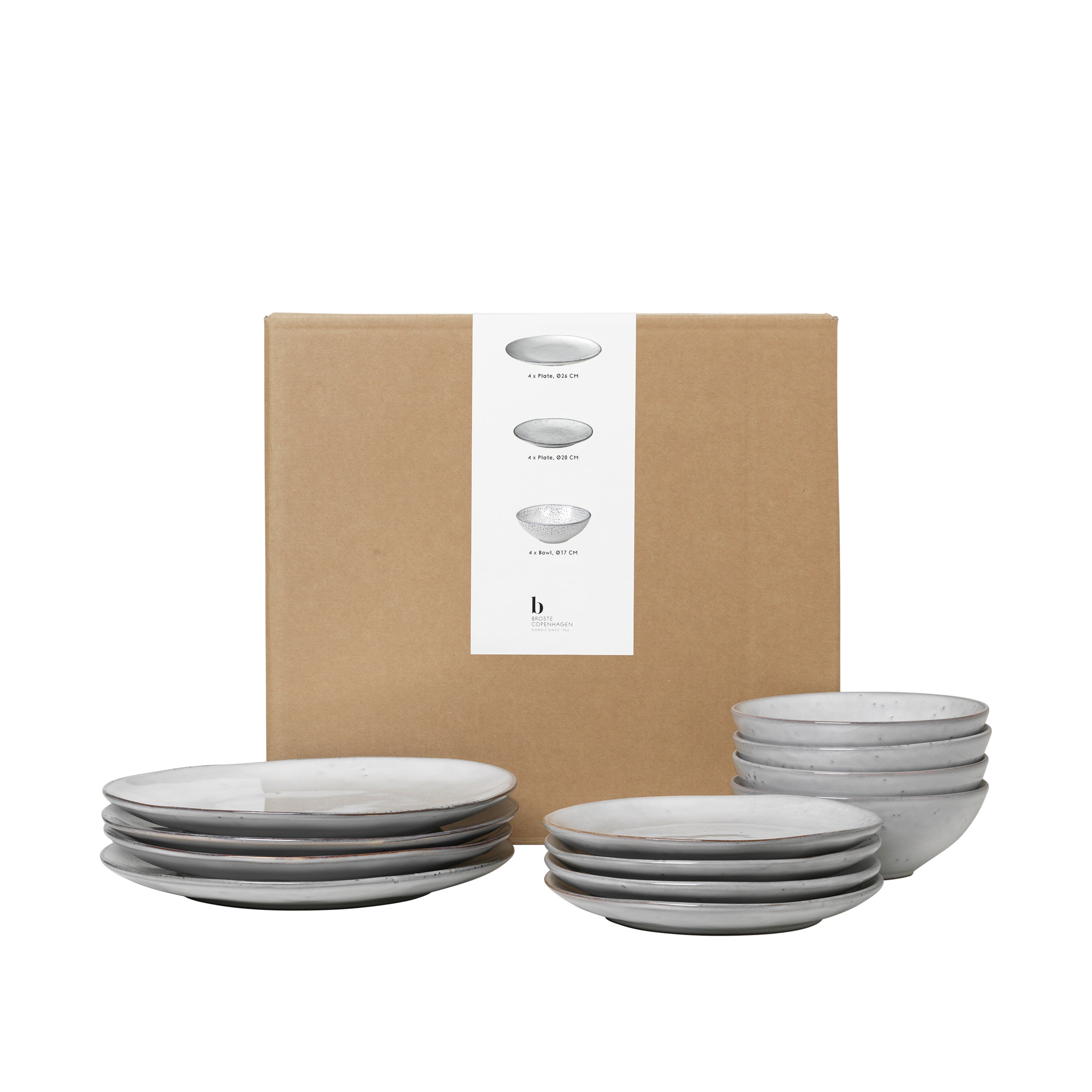 Broste Copenhagen Nordic Serviesset 12-delig - Sand