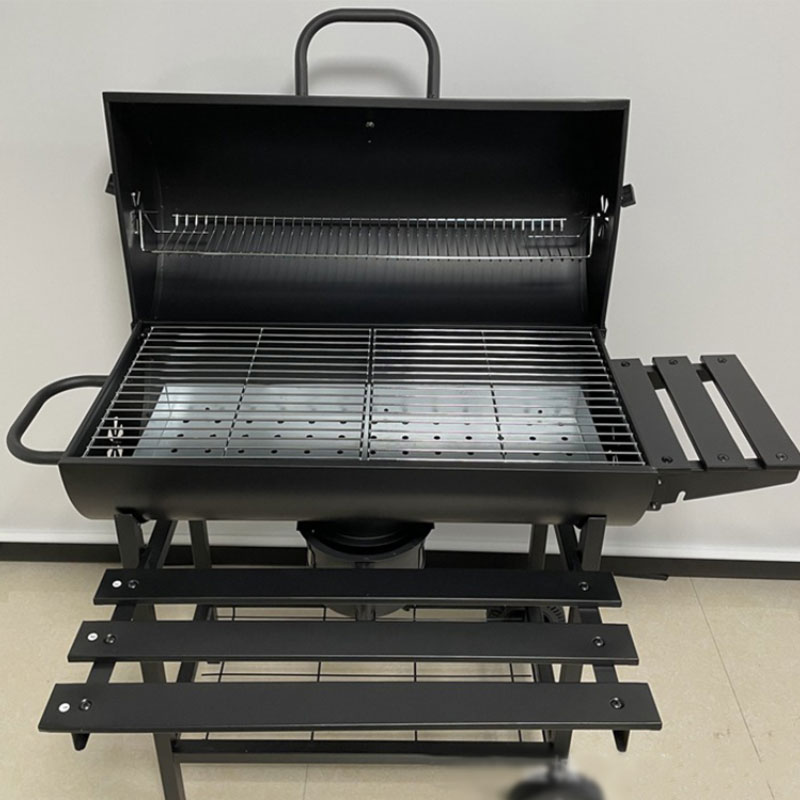 Outdoor Barbecue Wood Pellet Grills Large Duty Backyard Charcoal Bbq Grill Trolley Smoker Bbq Grill With Foldable Double Table