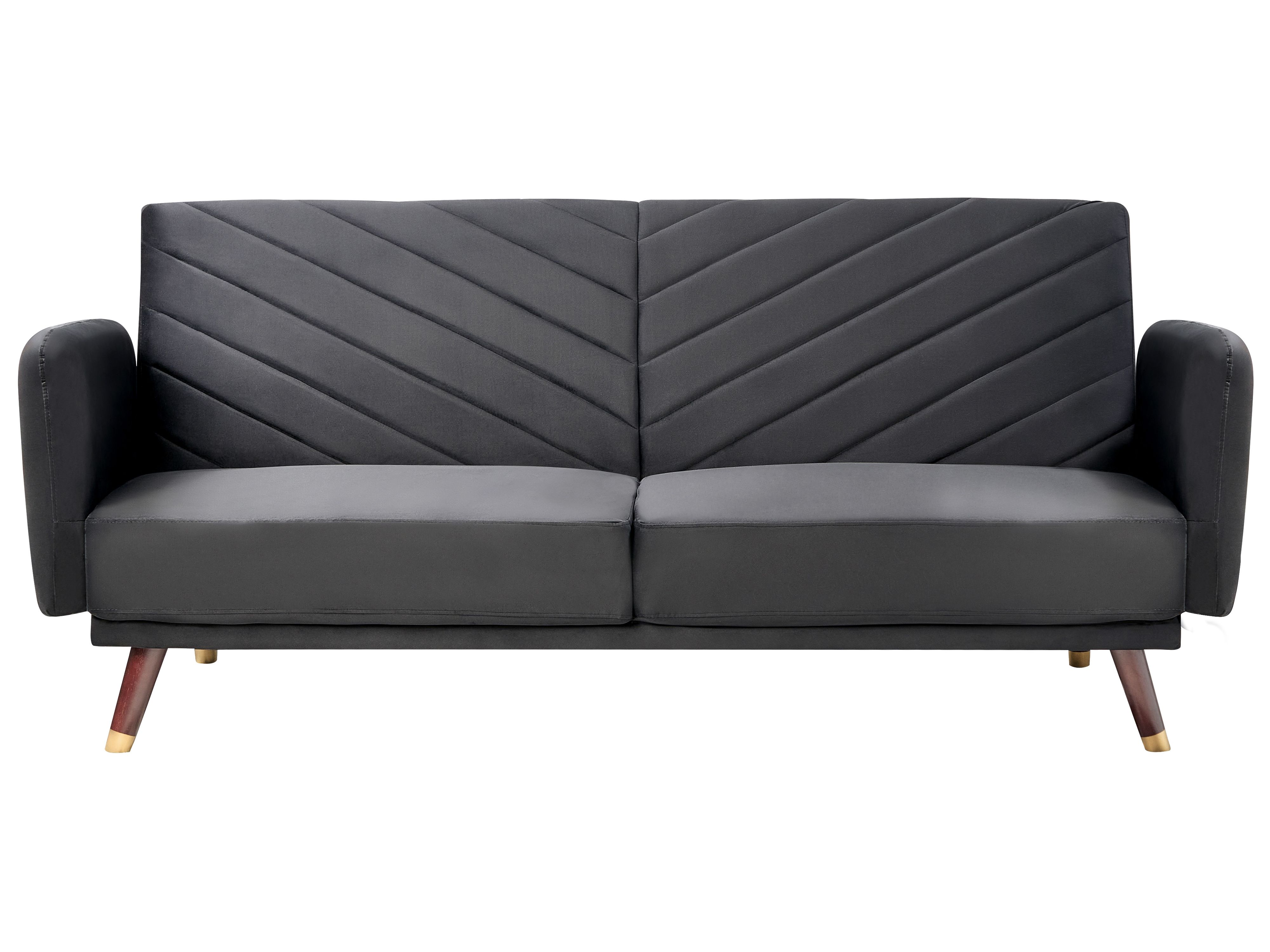 Sofa Bed 3 Seater SENJA Velvet Black