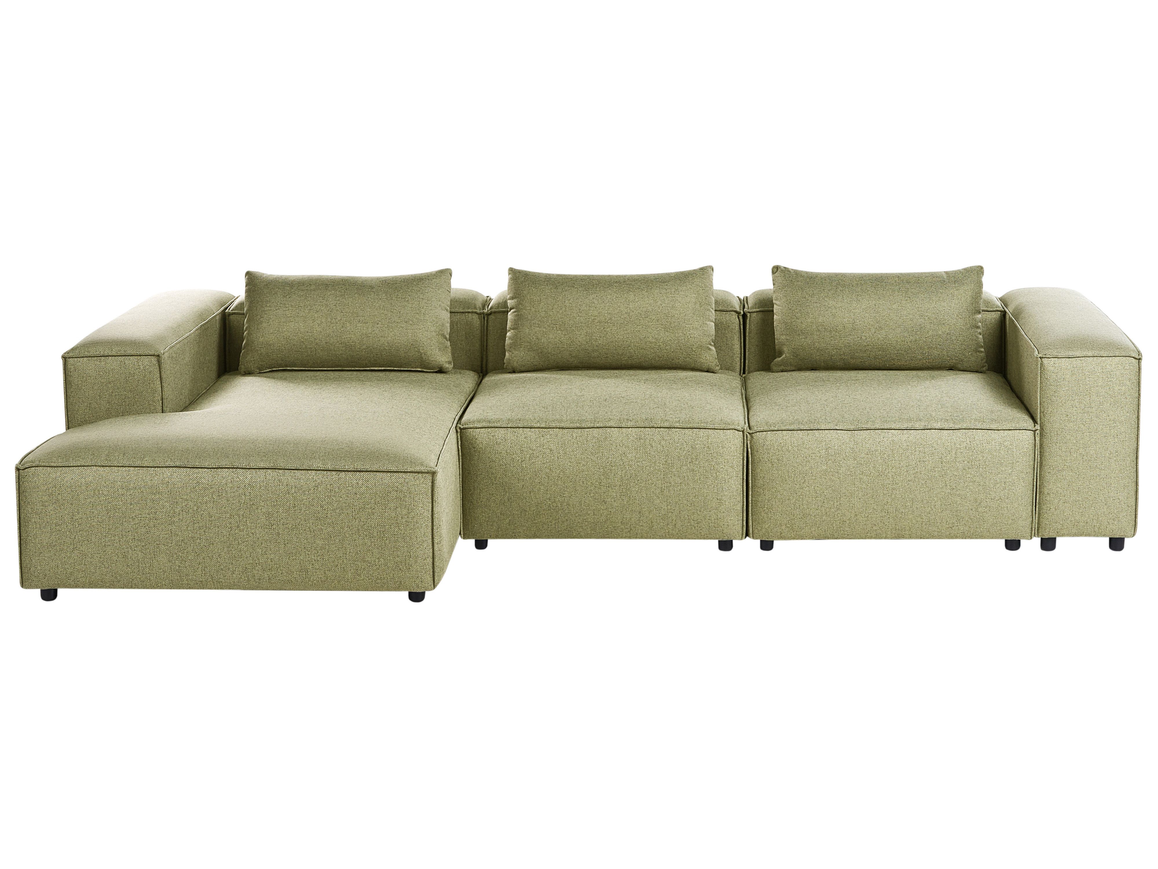 Modular Corner Sofa 4 Seater BRANDE Light Green Right Hand