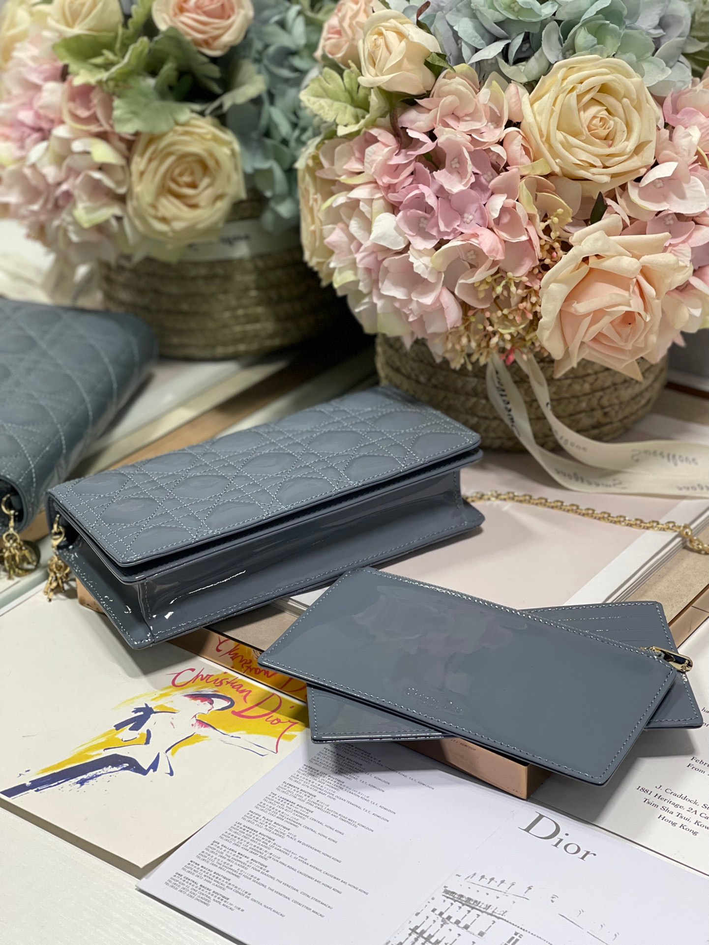 Christian Dior Lady Dior Pouch Smoky blue, For Women, Women’s Handbags 8.5in/21.5cm CD1:1High-quality replica