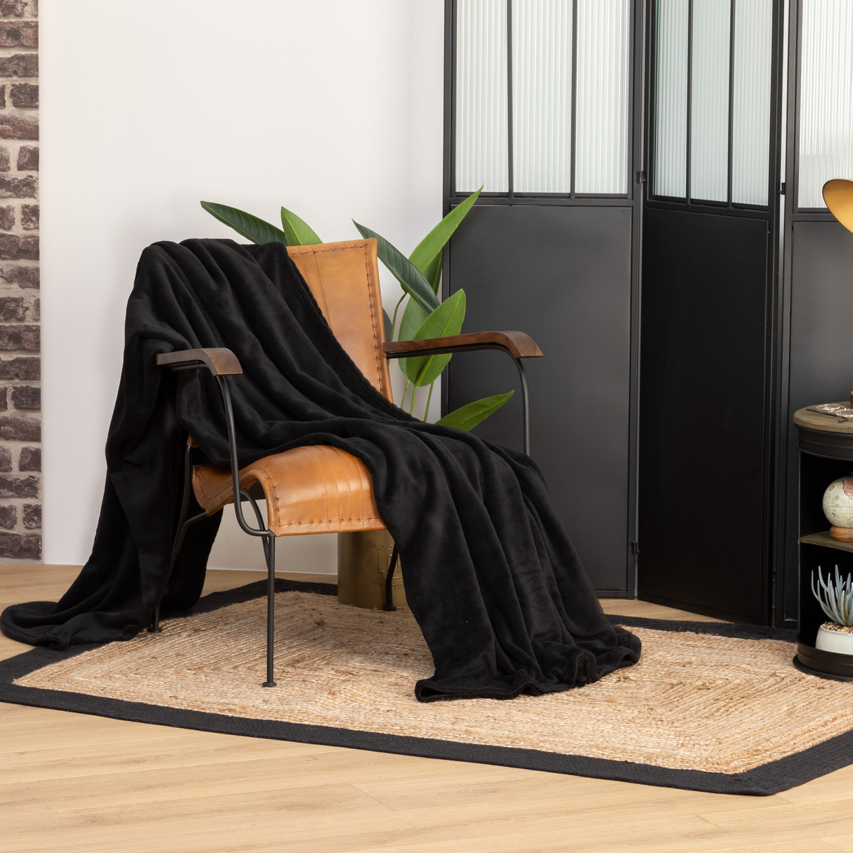 Microfibre plaid Black, 180x230 cm