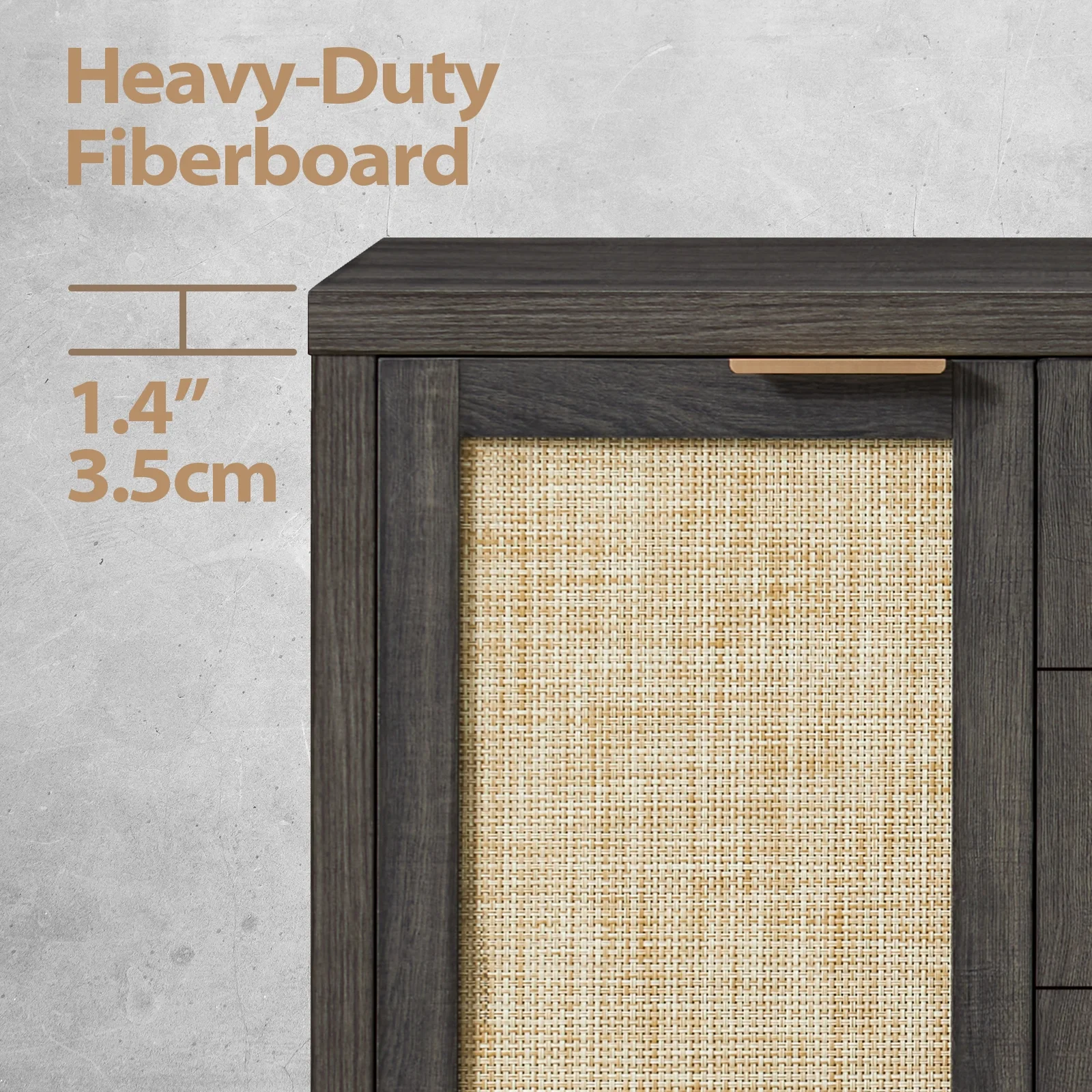 ARKANTOS Sideboards and Buffets, Boho Storage Cabinets with Rattan Doors and Drawers, Natural Oak - Image 13