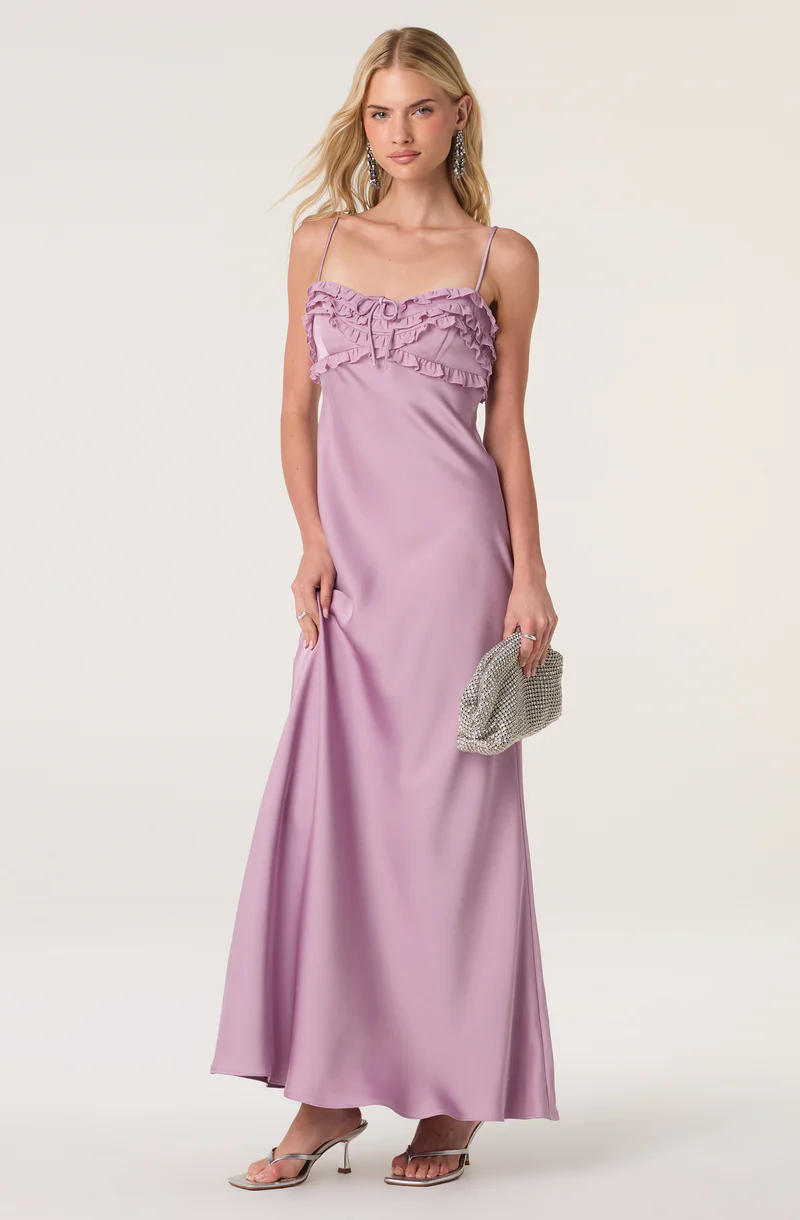 Jade Ruffle Trim Maxi Dress - Lavender