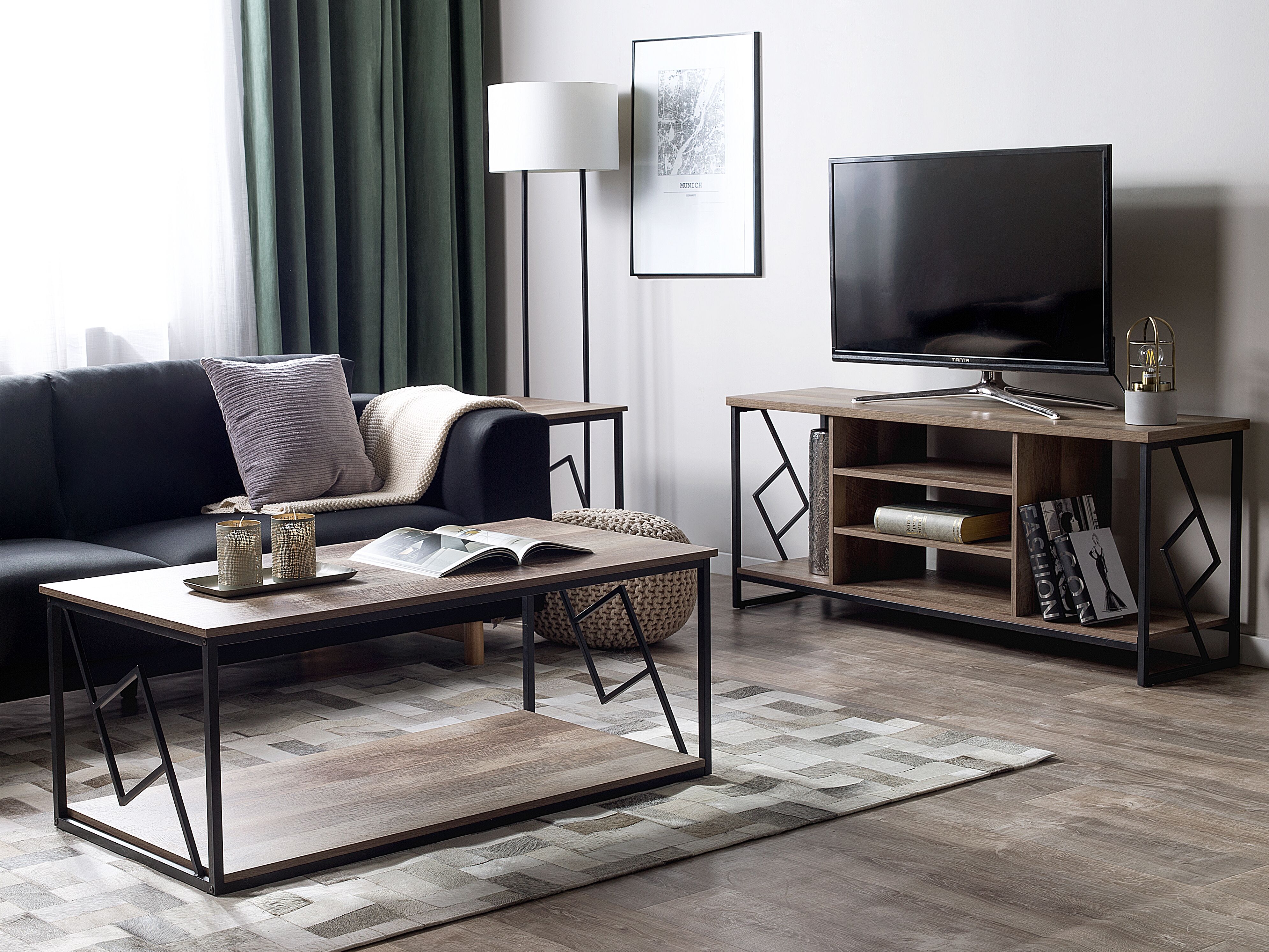TV Stand FORRES Brown/ Black