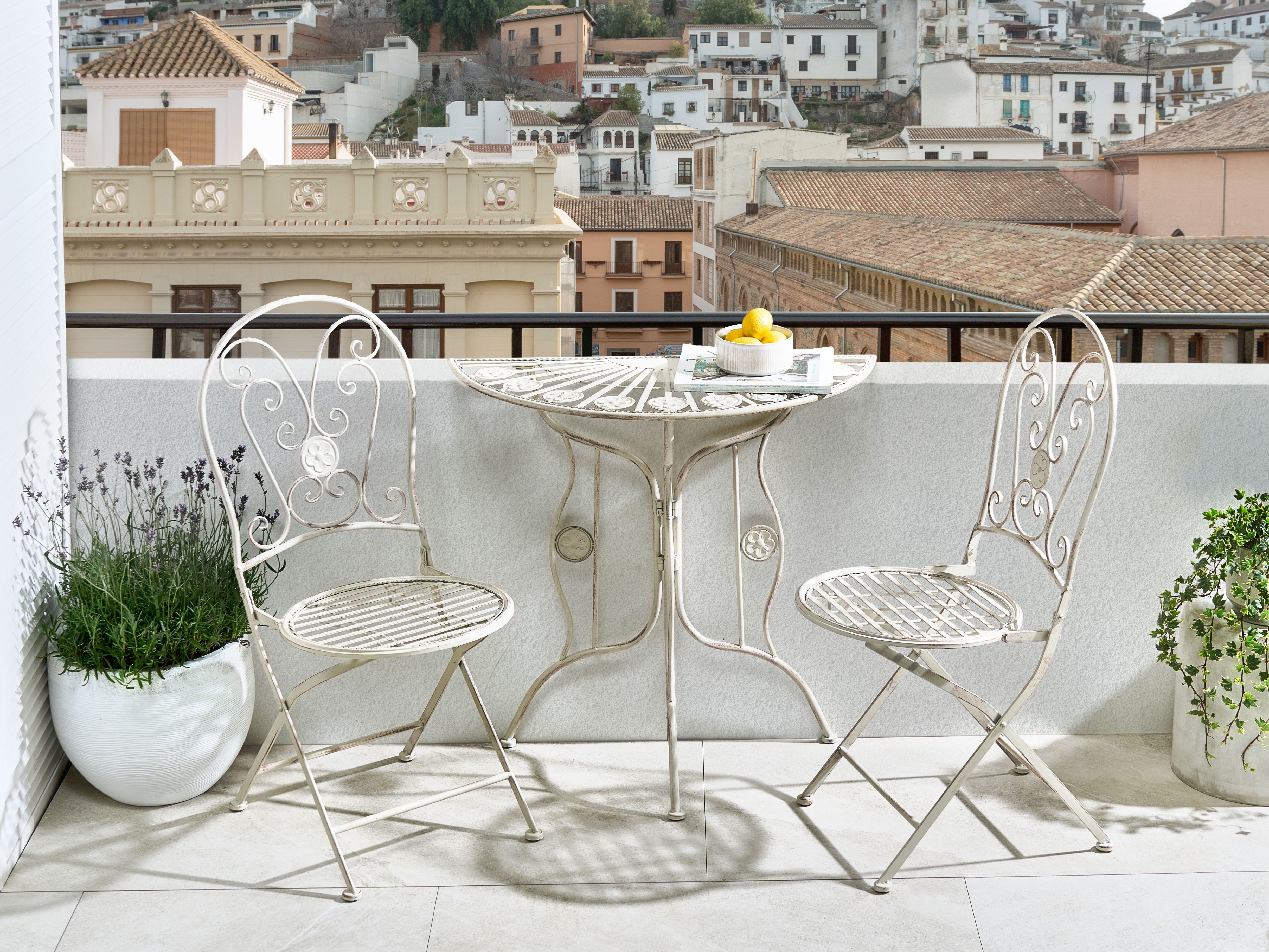 Bistro Table COGGIA 80 cm 37 cm Metal Light Beige