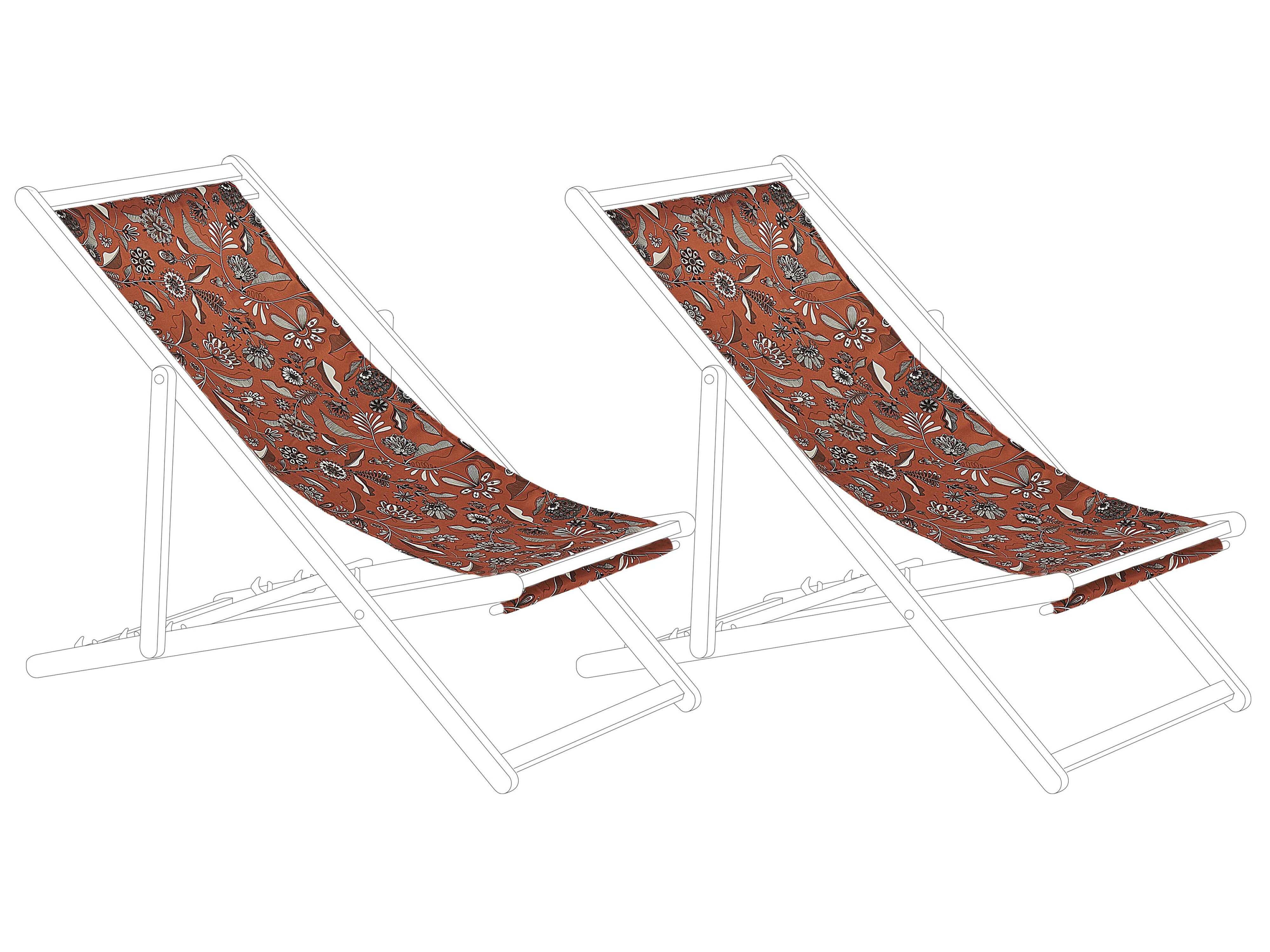 Set of 2 Sun Lounger Replacement Fabrics ANZIO/AVELLINO 113 x 44 cm Red