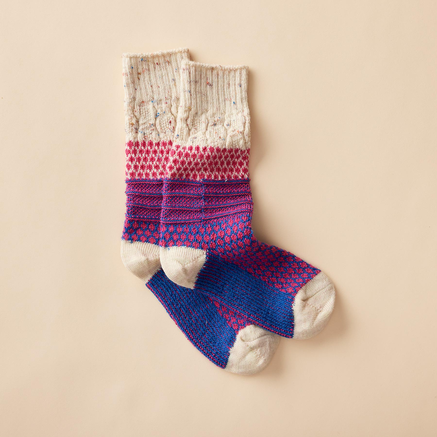 Popcorn Cable Crew Socks - Sundance Clothing