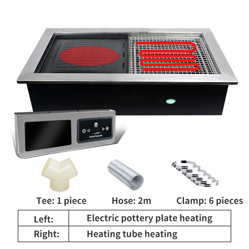 Wholesale Japanese Commercial Electric Hot Pot and Bbq Grill Rectangle Embedded Electric Combo Barbecue Shabu Grill