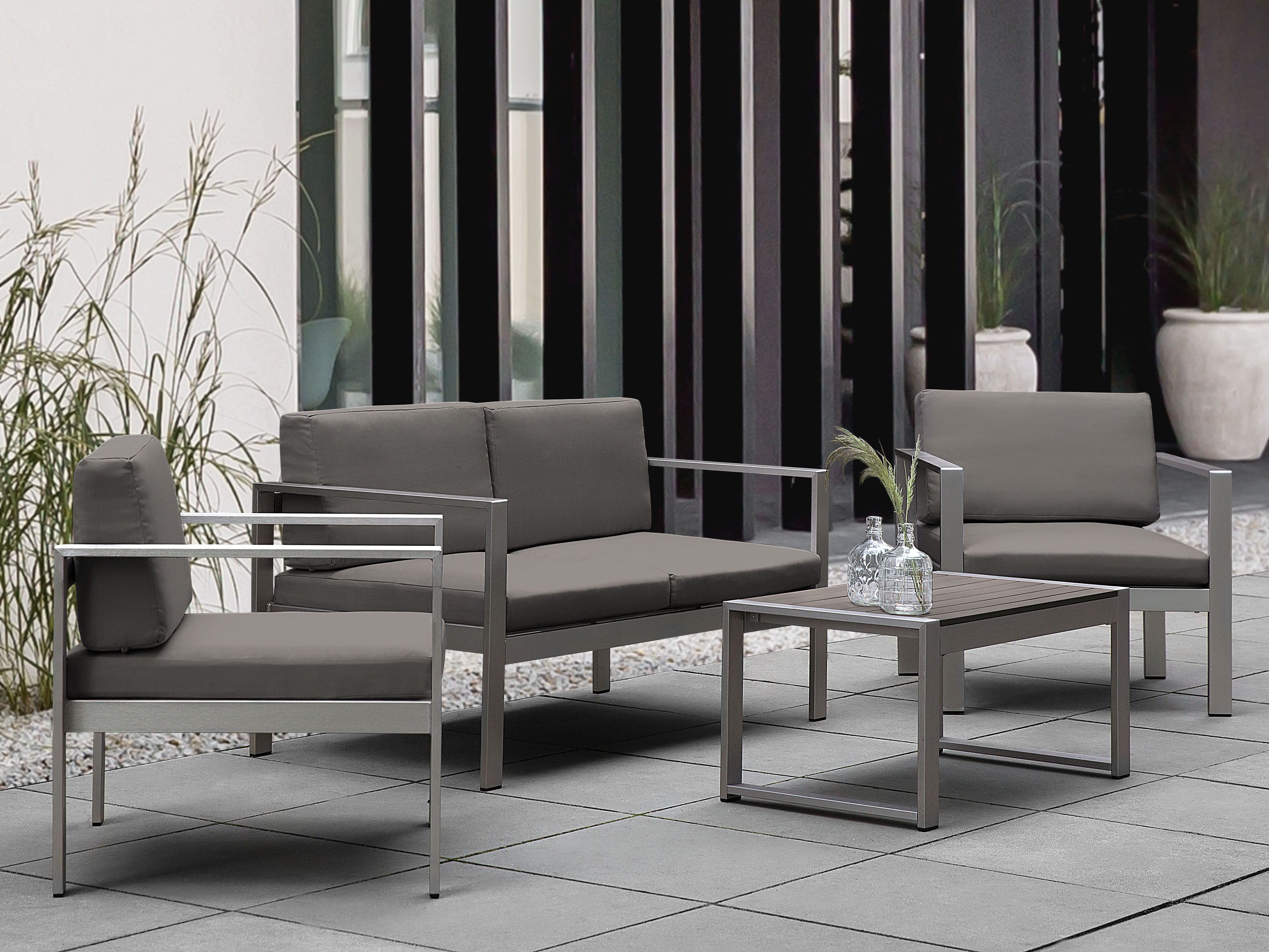 Garden Coffee Table SALERNO 90 cm 50 cm Metal Dark Grey